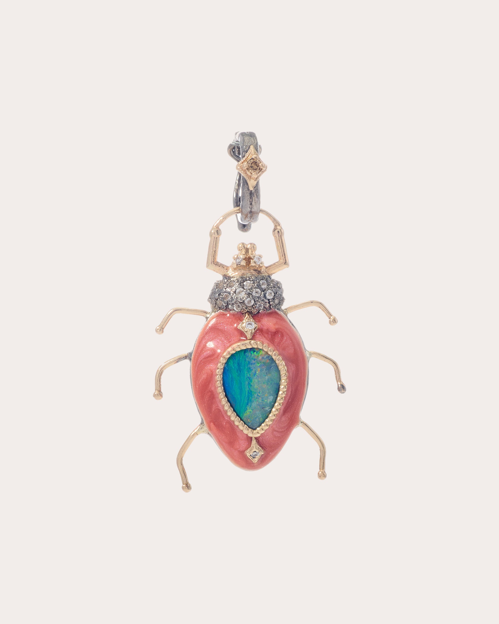 Opal & Morganite Diamond-Accent Ladybug Pendant
