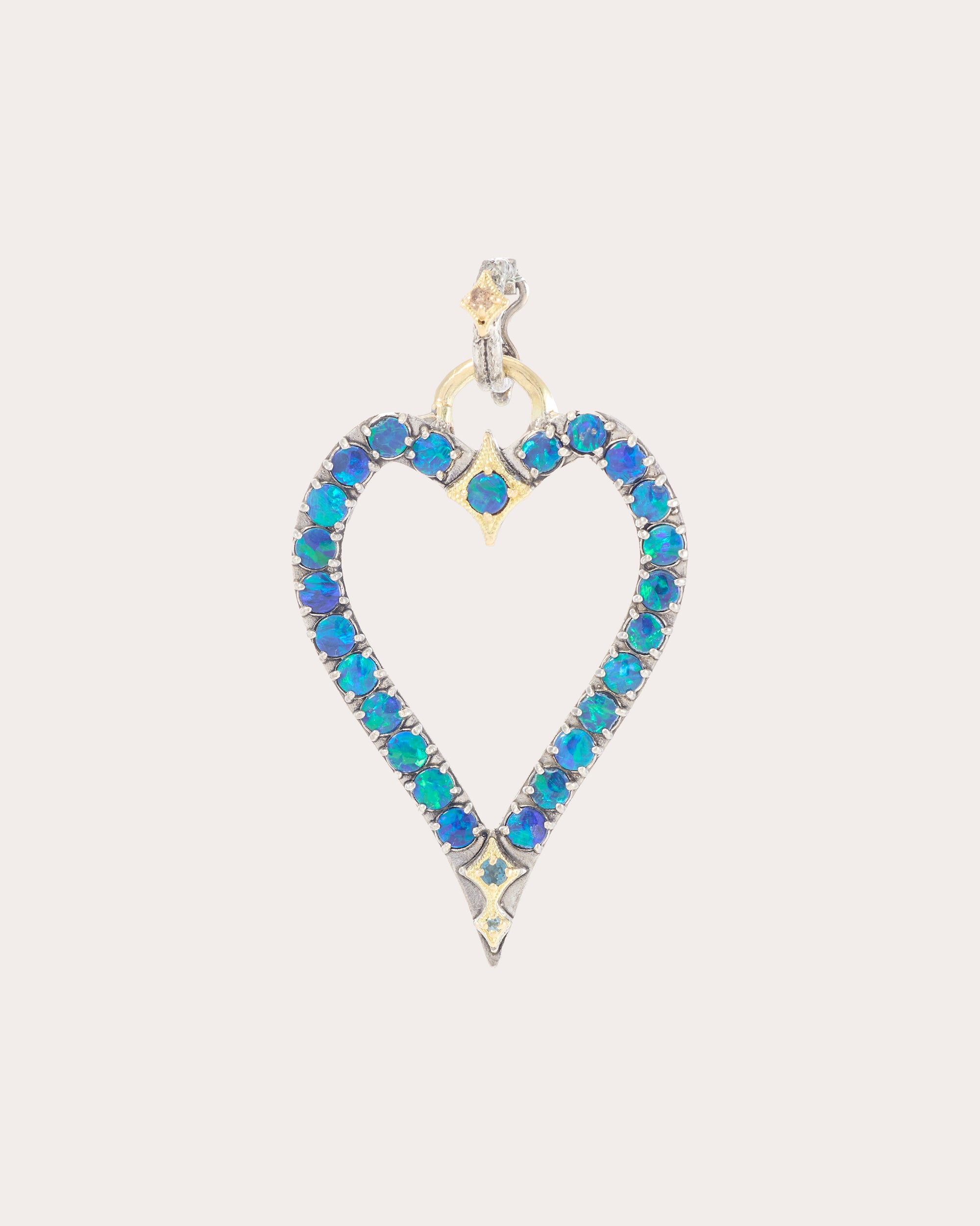 Topaz & Opal 18k Gold Open Heart Pendant