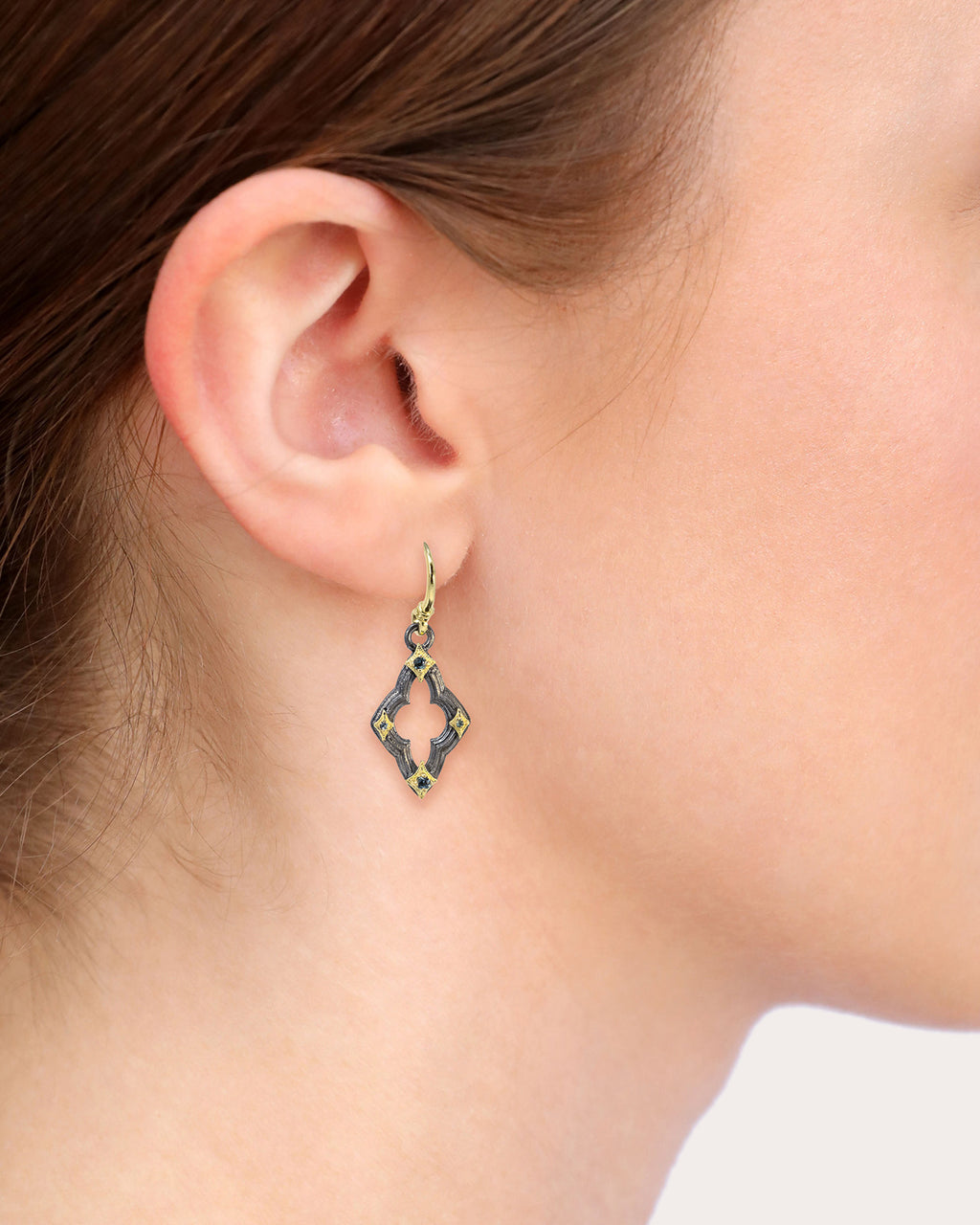Topaz & Blackened Two-Tone Small Crivelli Drop Earrings