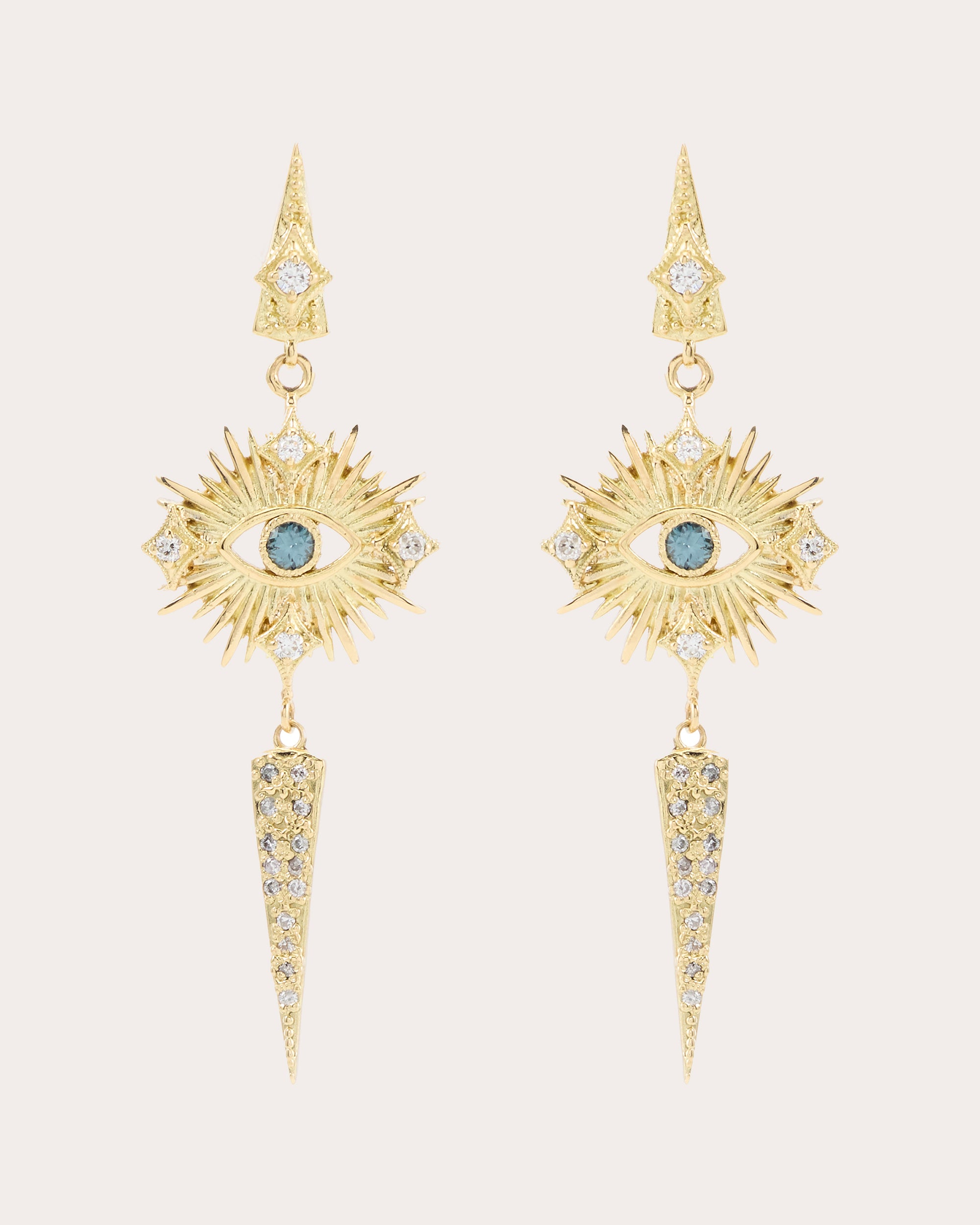 Diamond & Spinel 18k Gold Evil Eye Drop Earrings