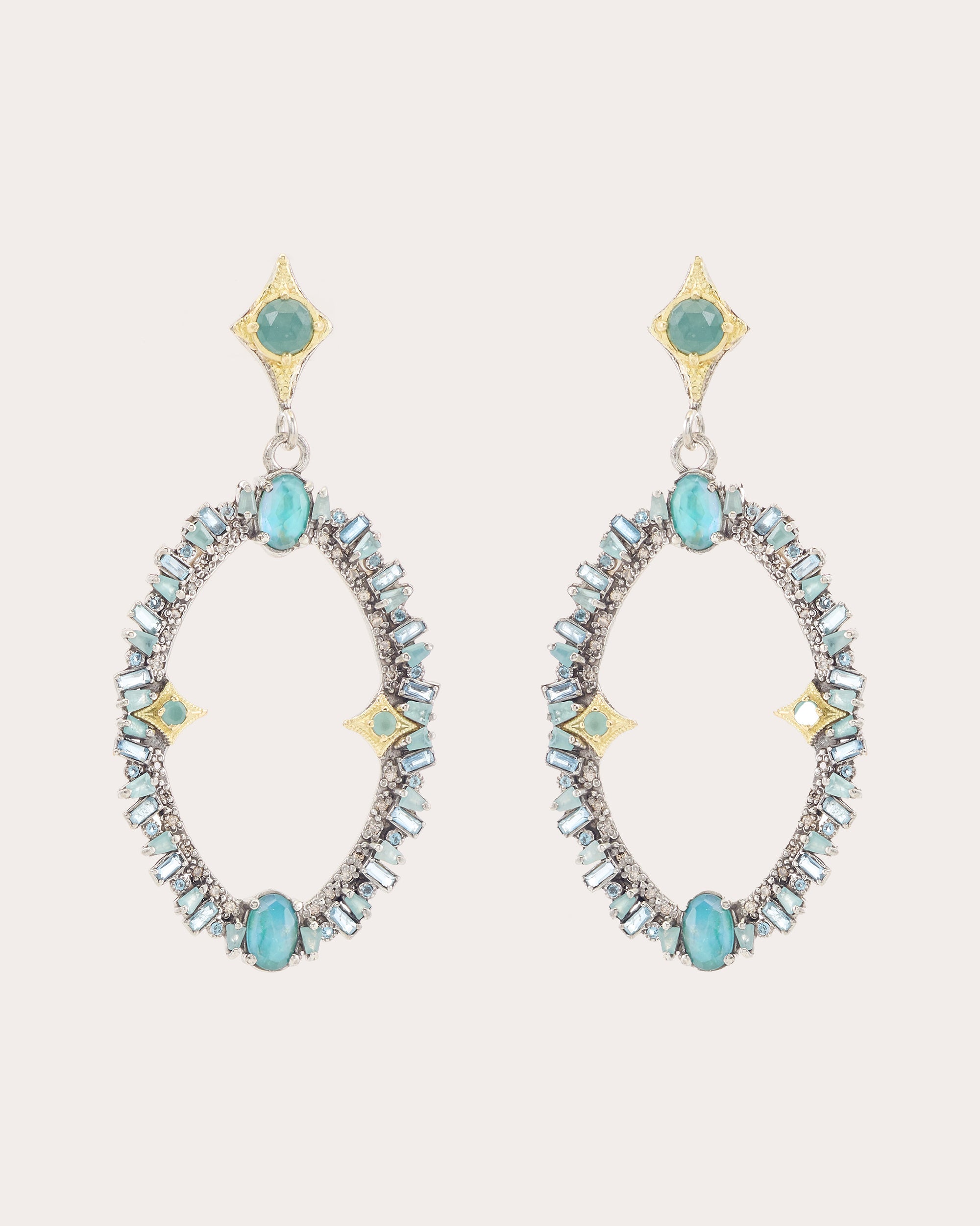 Topaz & Aquamarine Two-Tone Crivelli Drop Earrings