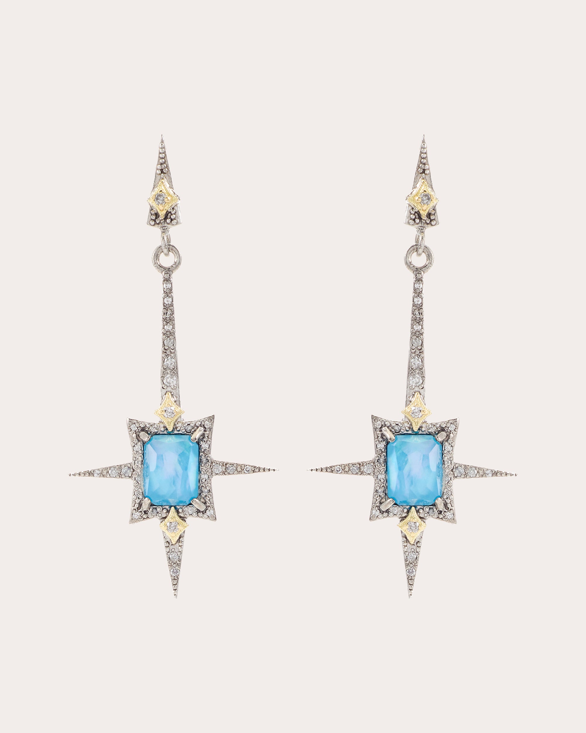 Opal & Diamond Two-Tone Spear Drop Earrings