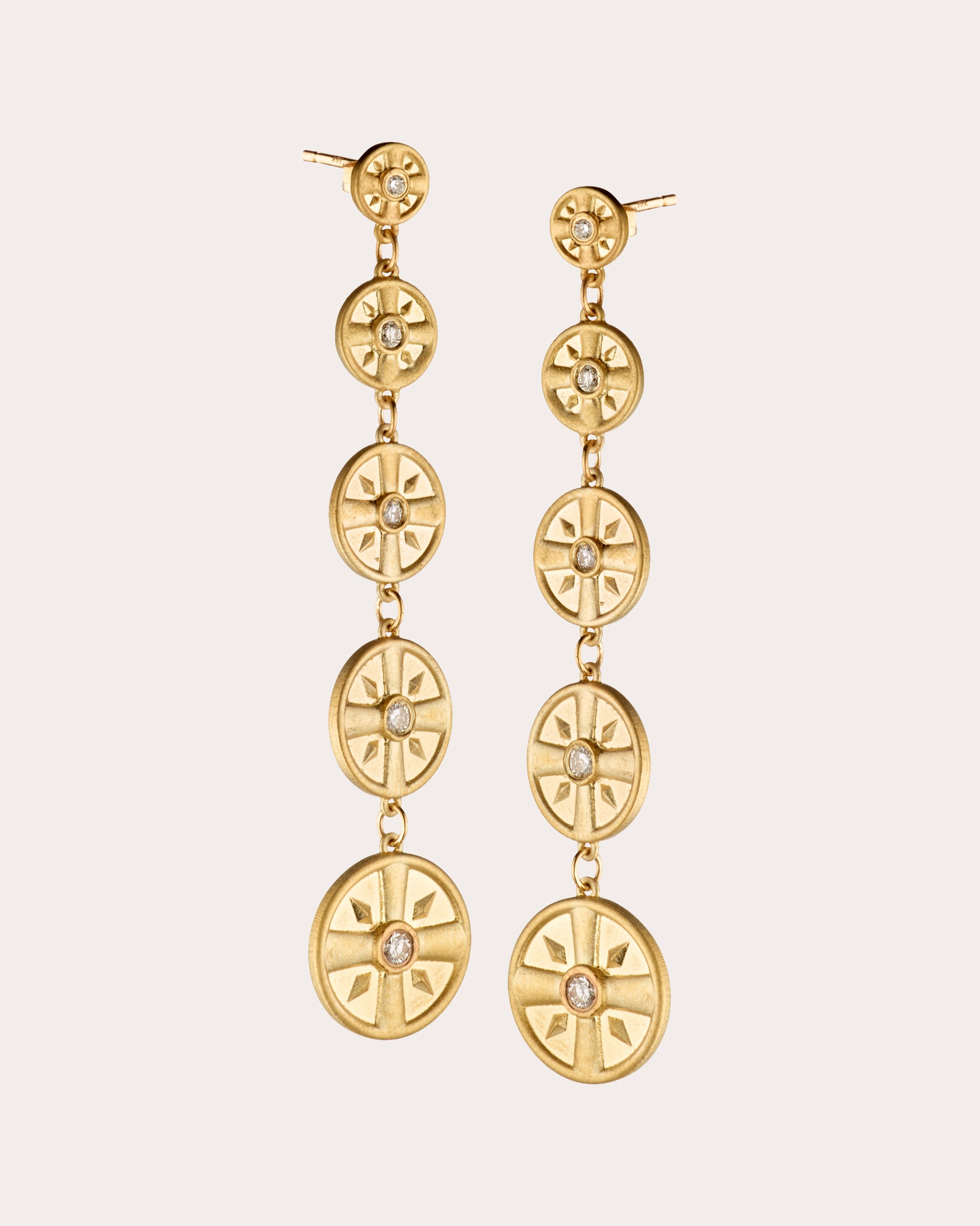 Eye of the Sun 14K Gold Diamond Earrings