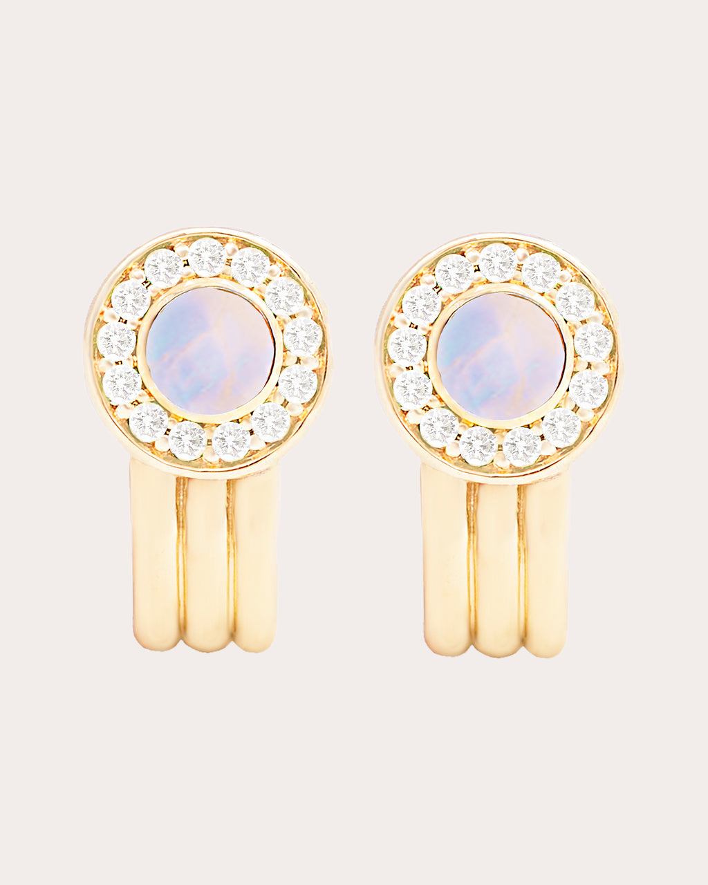 Diamond & Moonstone 14k Gold Found Hoop Earrings