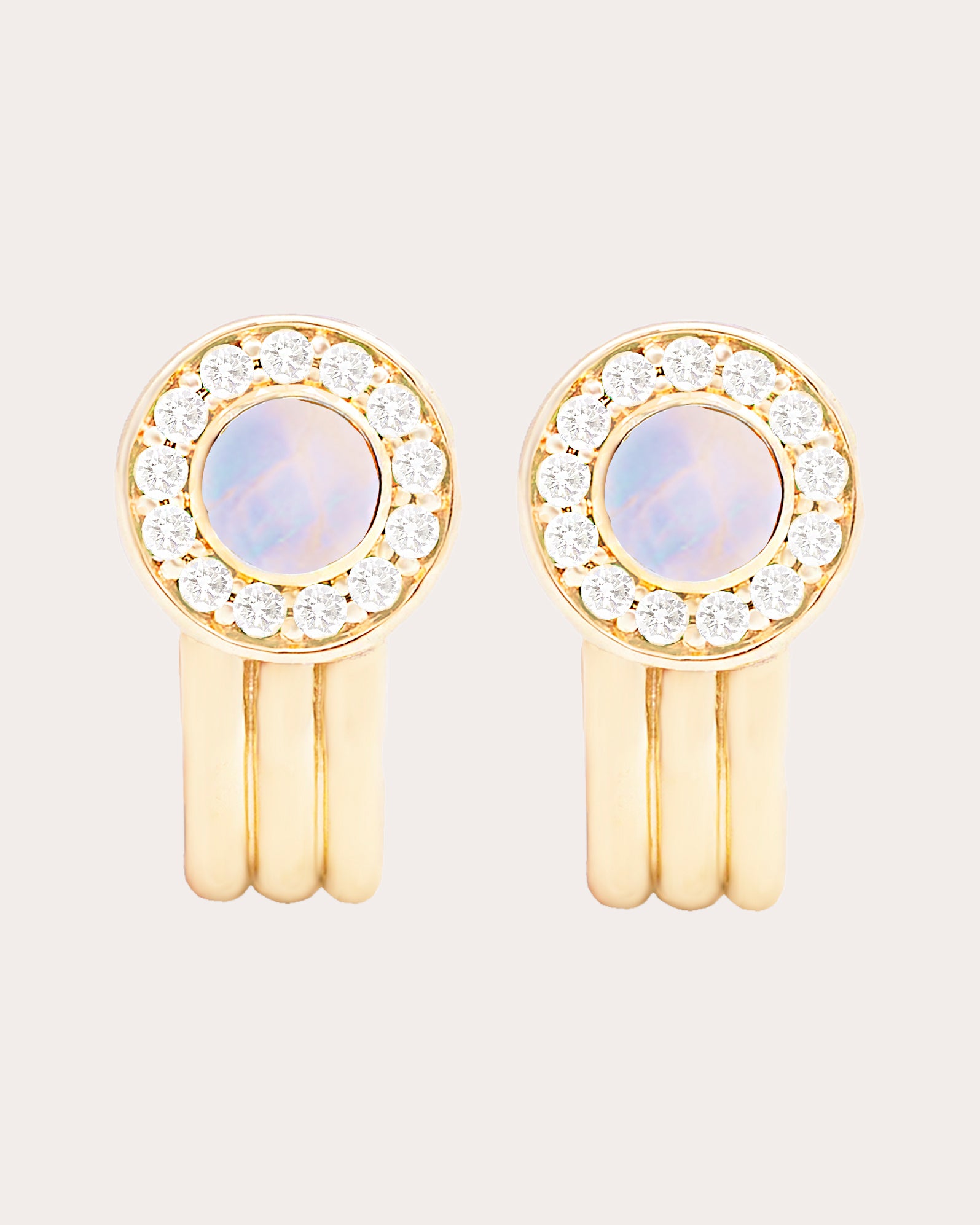 Diamond & Moonstone 14k Gold Found Hoop Earrings