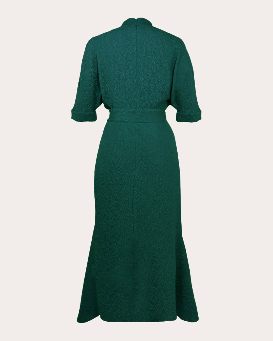 Pandora Jacquard Belted Midi Dress