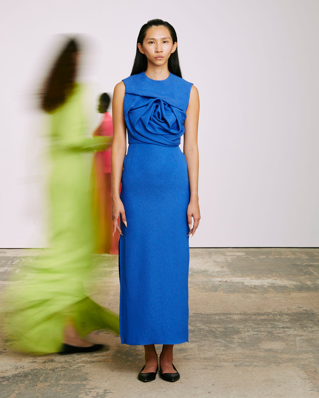 Aphrodite Jacquard Draped Midi Dress