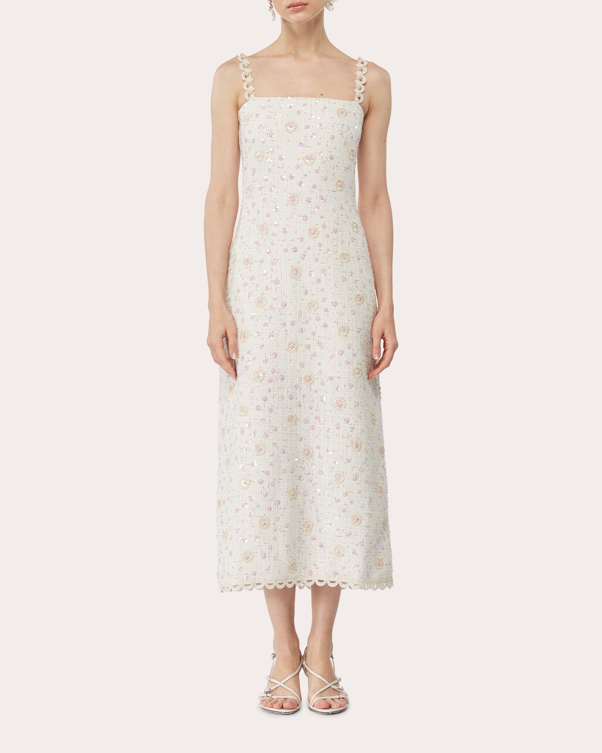 Elise Sequin Tweed Maxi Dress