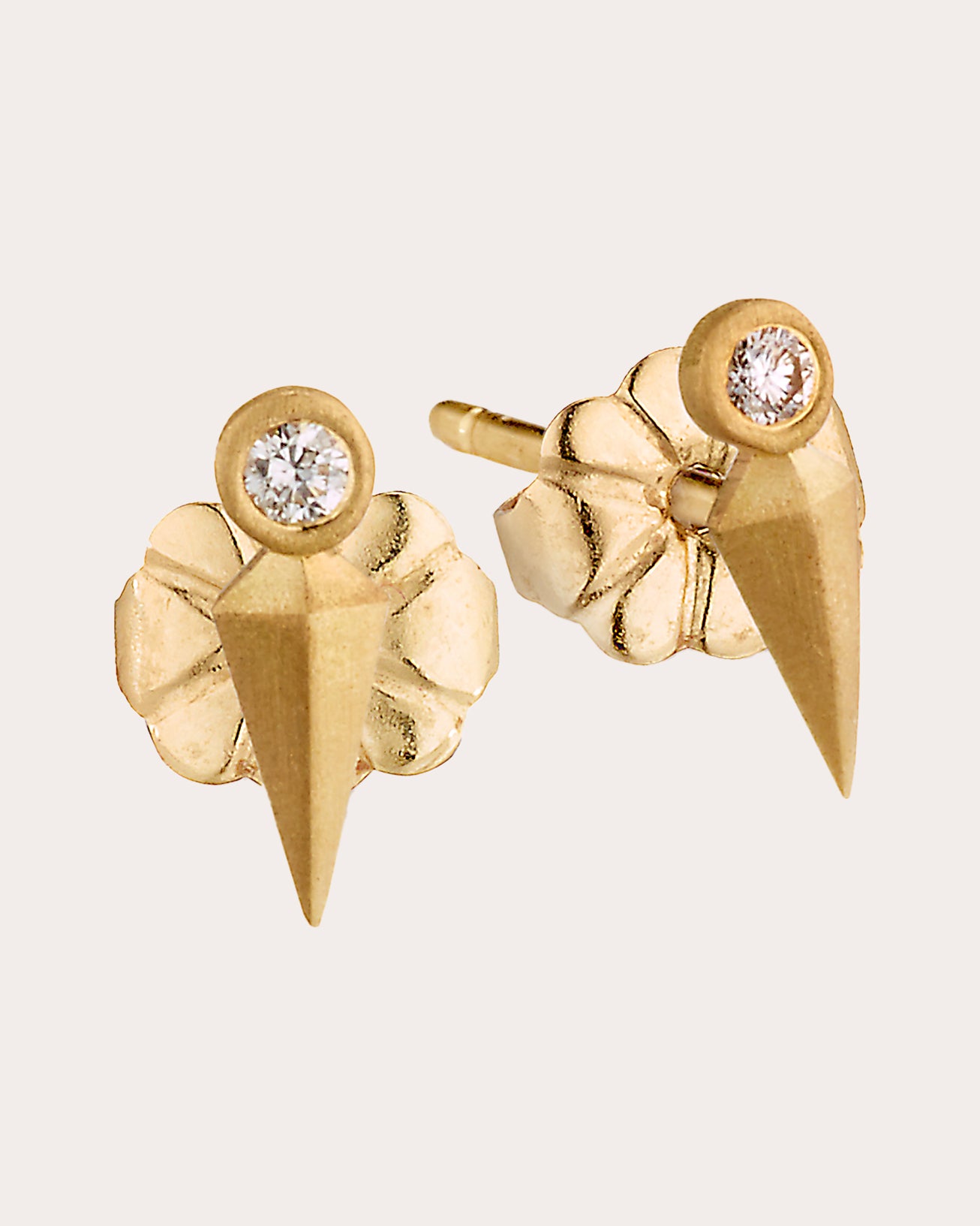 Dagger 18K Gold Diamond Stud Earrings