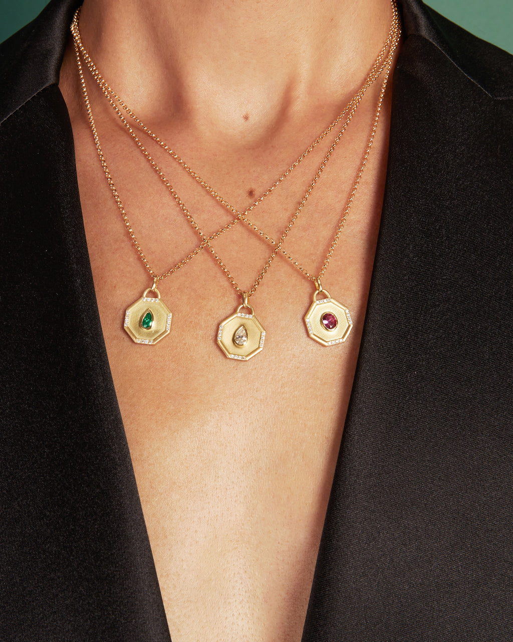Tourmaline & Diamond 18k Gold Fairy Dust Pendant Necklace