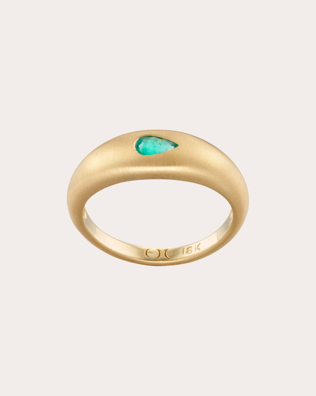 Emerald & 18k Gold Fairy Dust Teardrop Ring