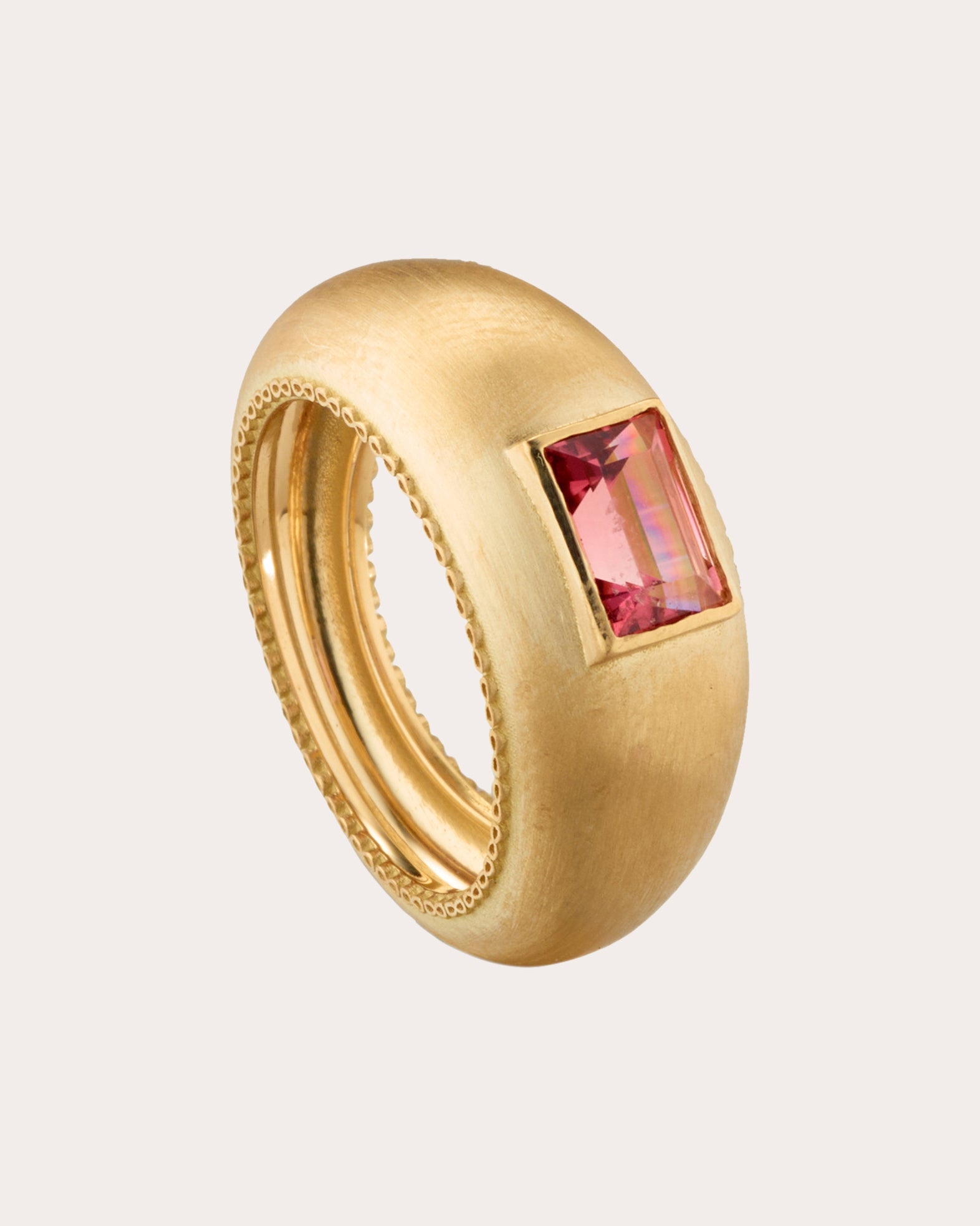 Pink Tourmaline & 18k Gold Infinity Bubble Ring