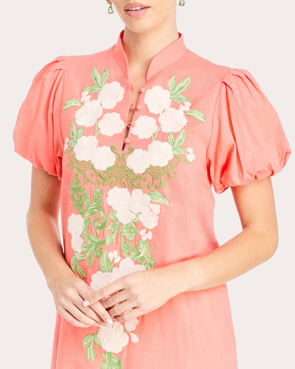 Elliana Embroidered Floral Barong Midi Dress