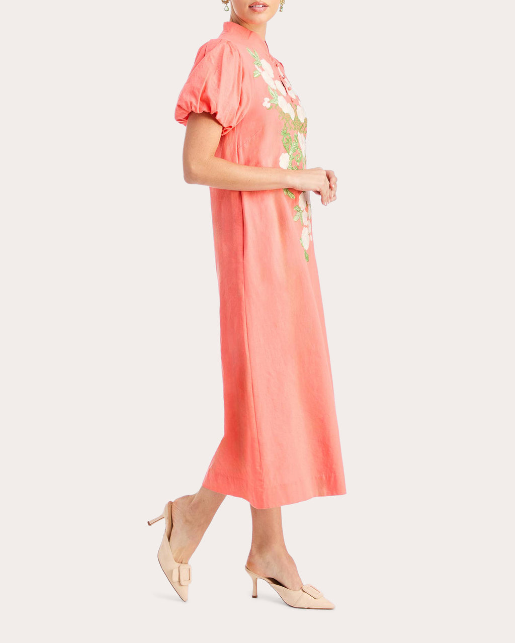 Elliana Embroidered Floral Barong Midi Dress