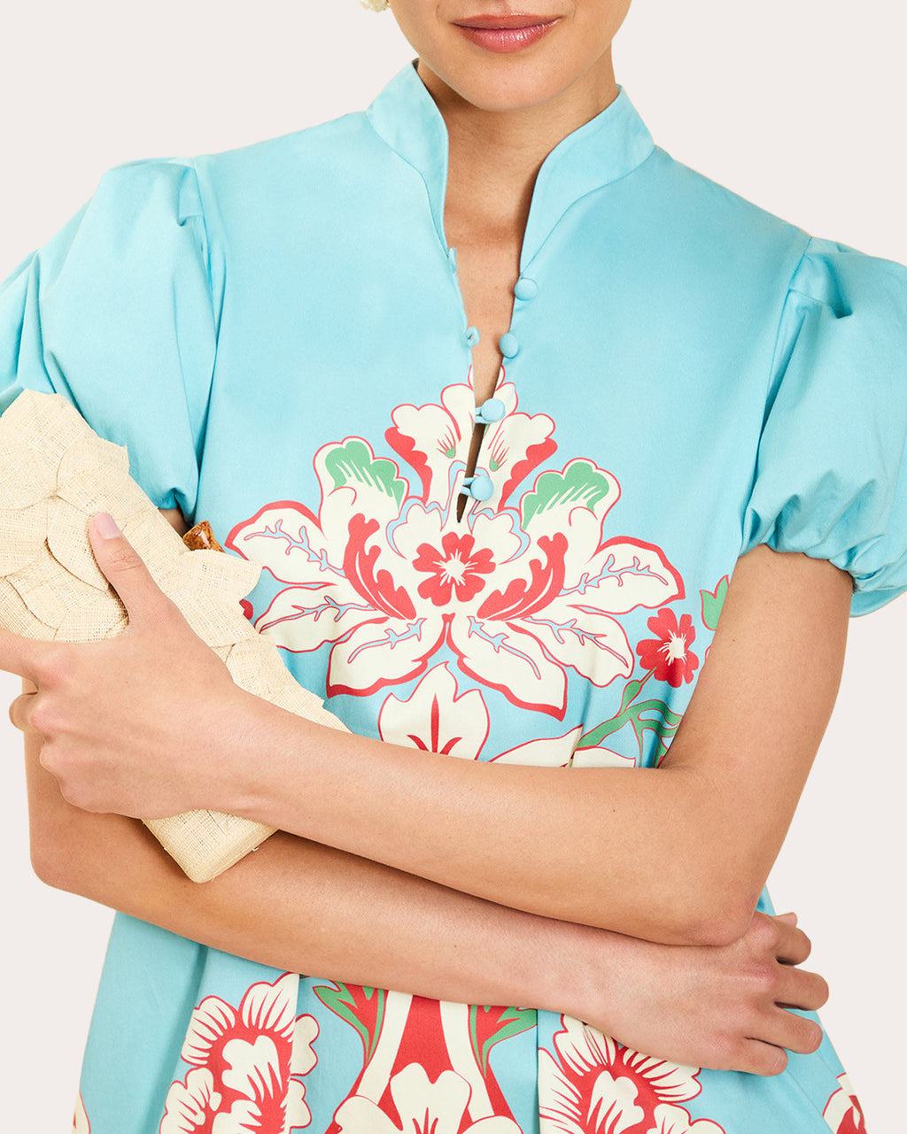 Elliana Floral Poplin Barong Mini Dress