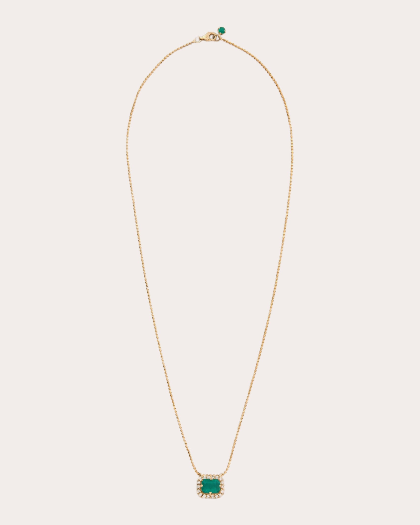 Emerald & Diamond Frame Pendant Necklace