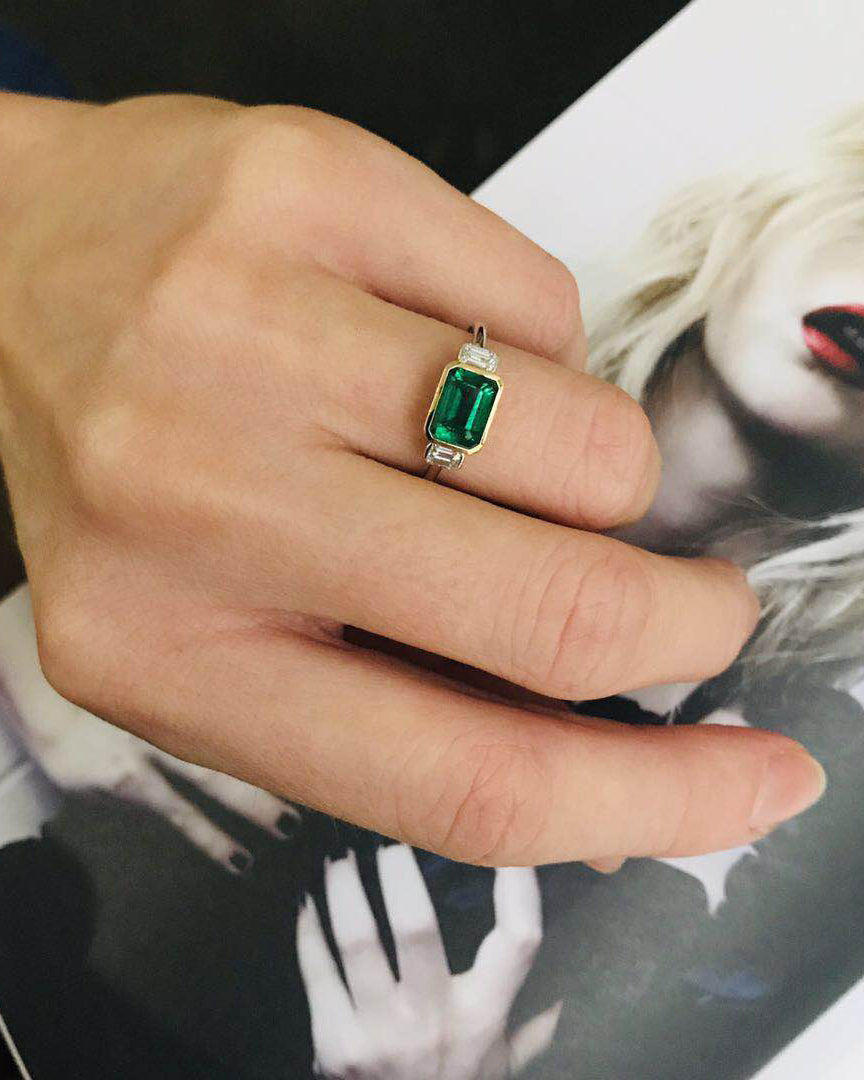 Emerald & Diamond Two-Tone Forever Ring