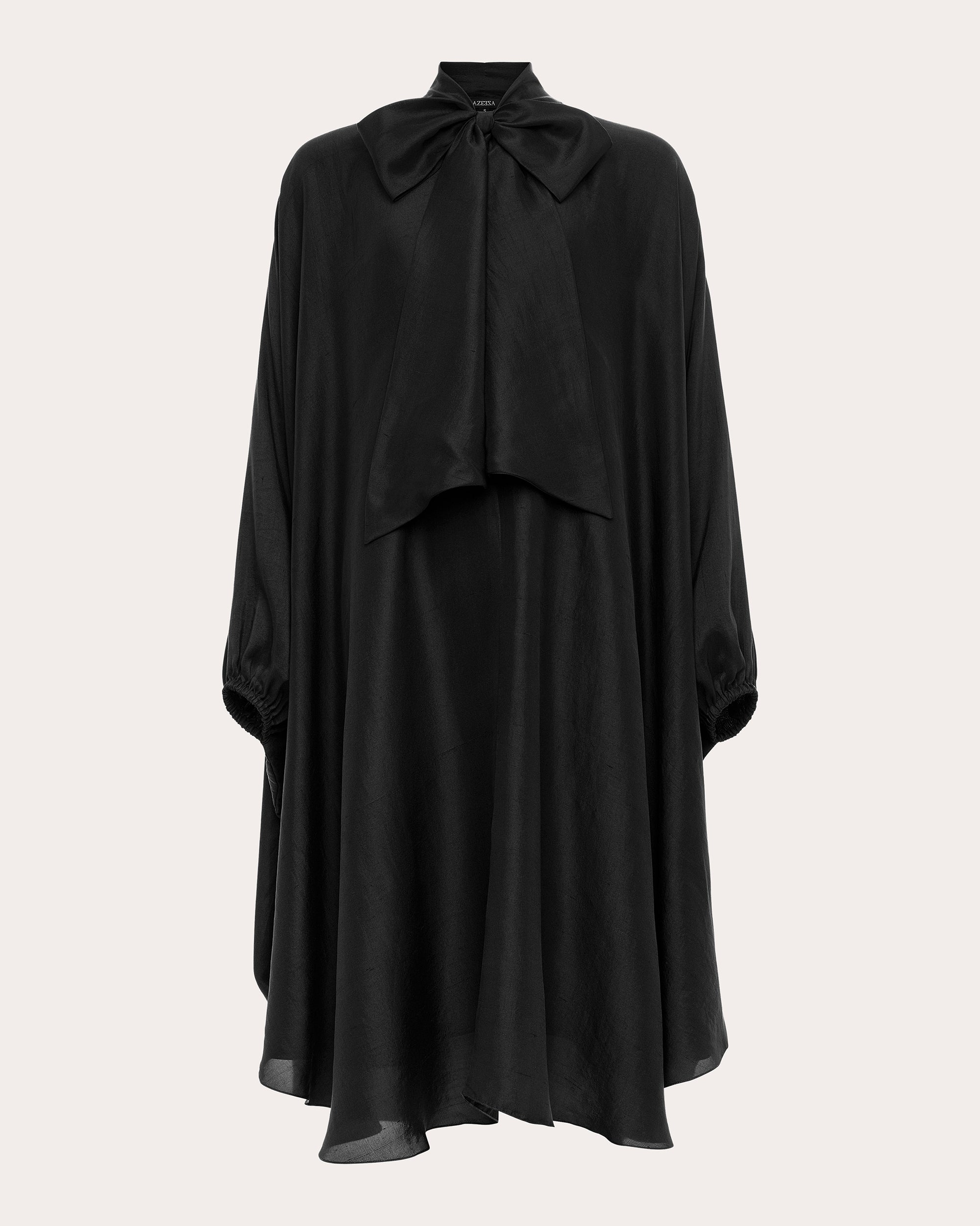 Emlyn Silk Tie-Neck Cape Midi Dress