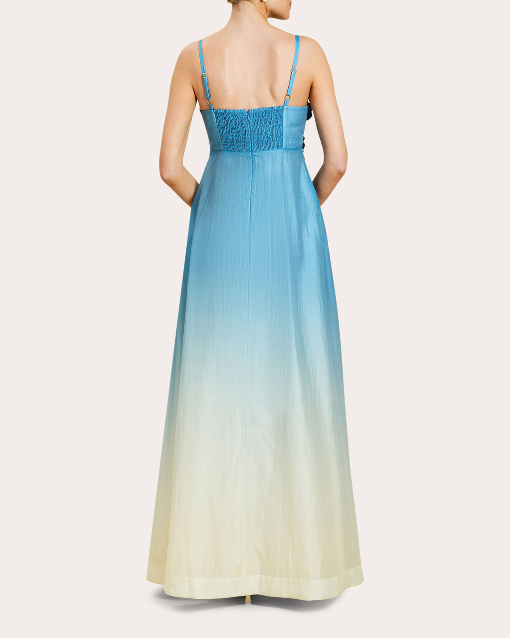 Esperanza Floral Appliqué Organza Empire Gown