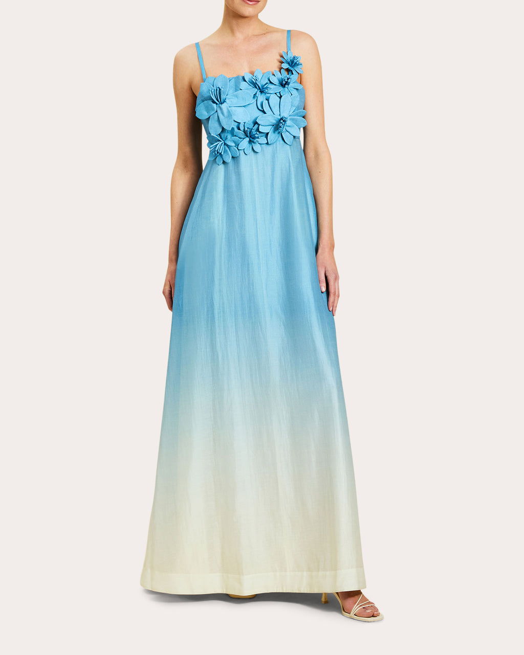 Esperanza Floral Appliqué Organza Empire Gown