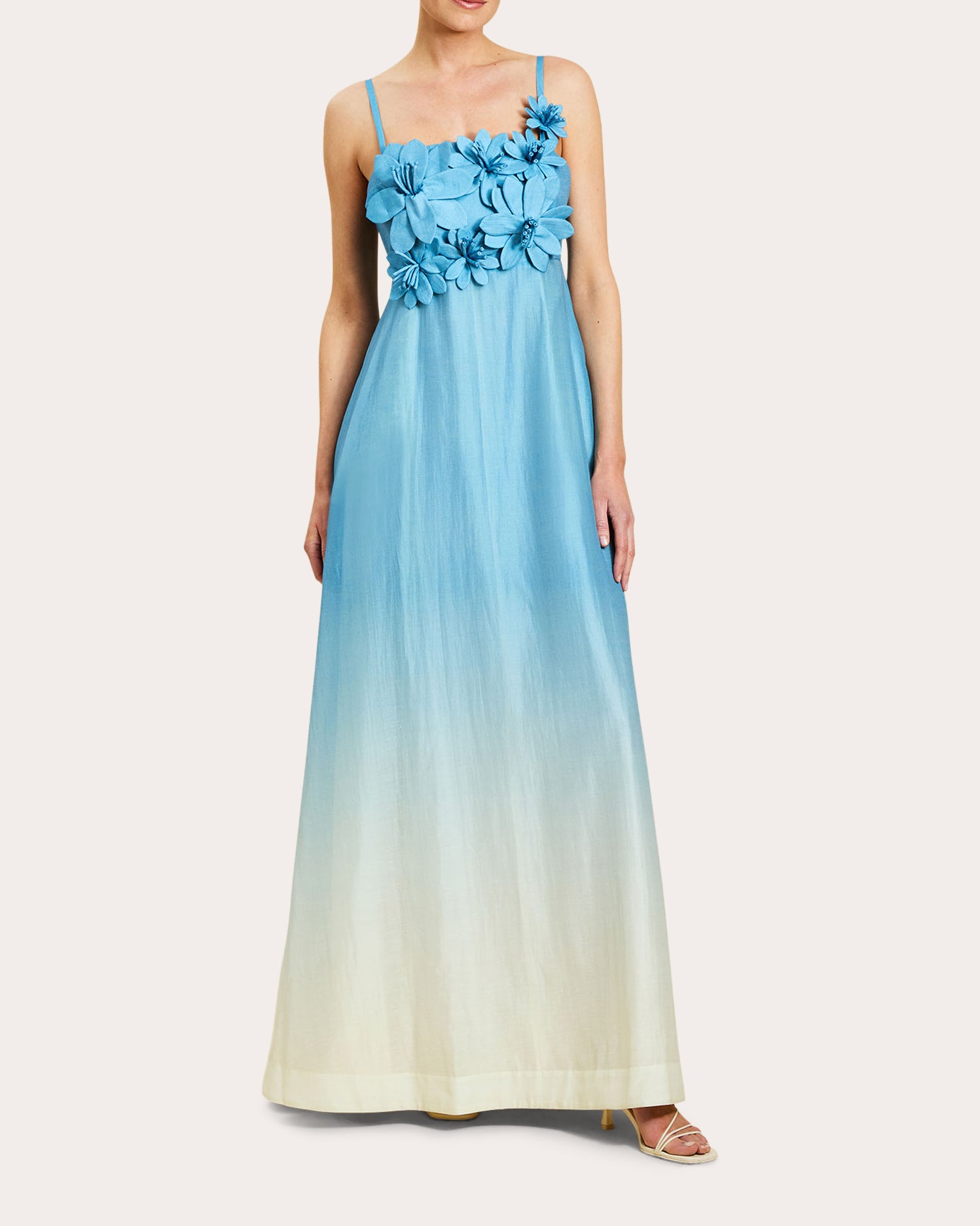 Esperanza Floral Appliqué Organza Empire Gown