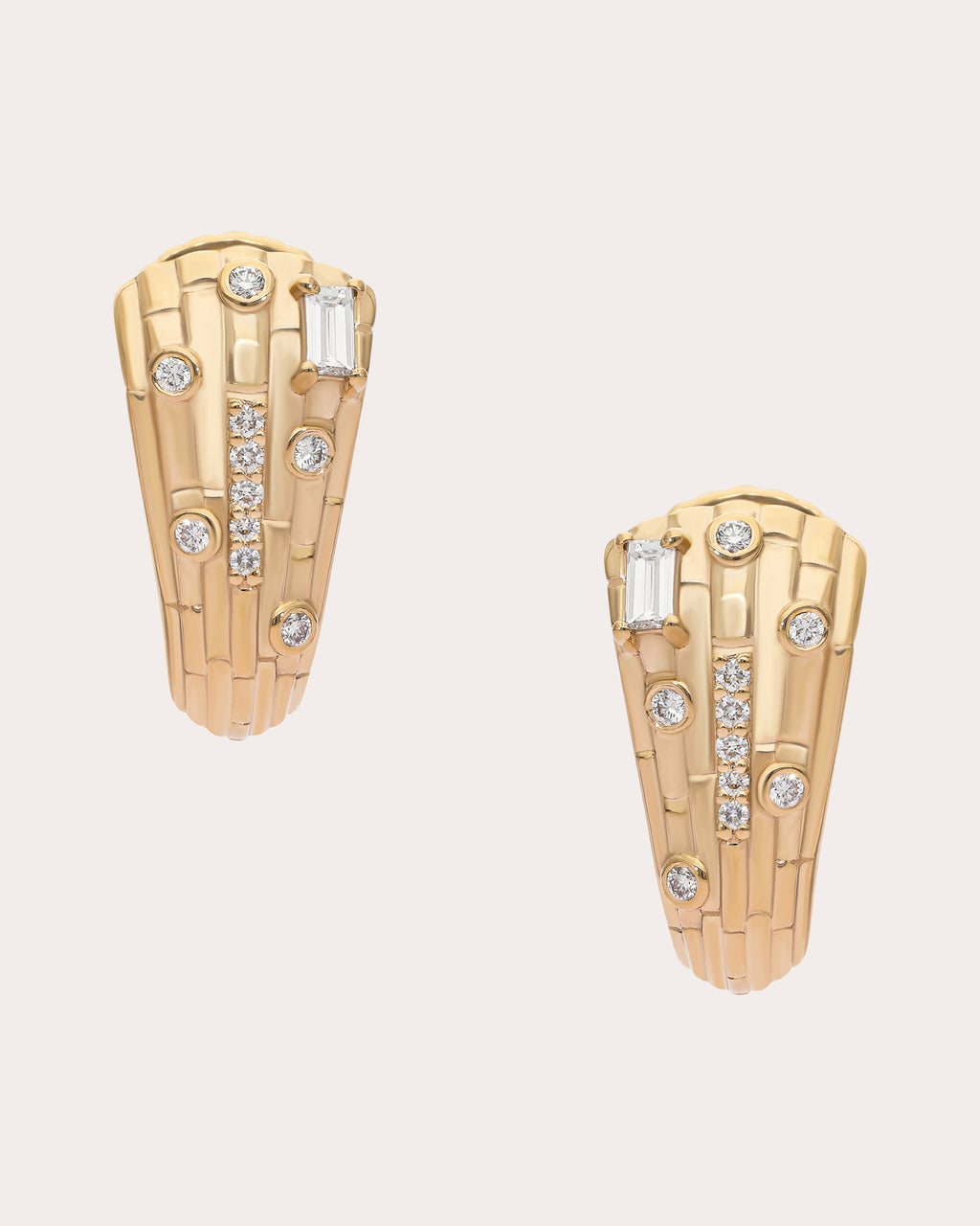 Diamond & 14k Gold Small Skyline Hoop Earrings