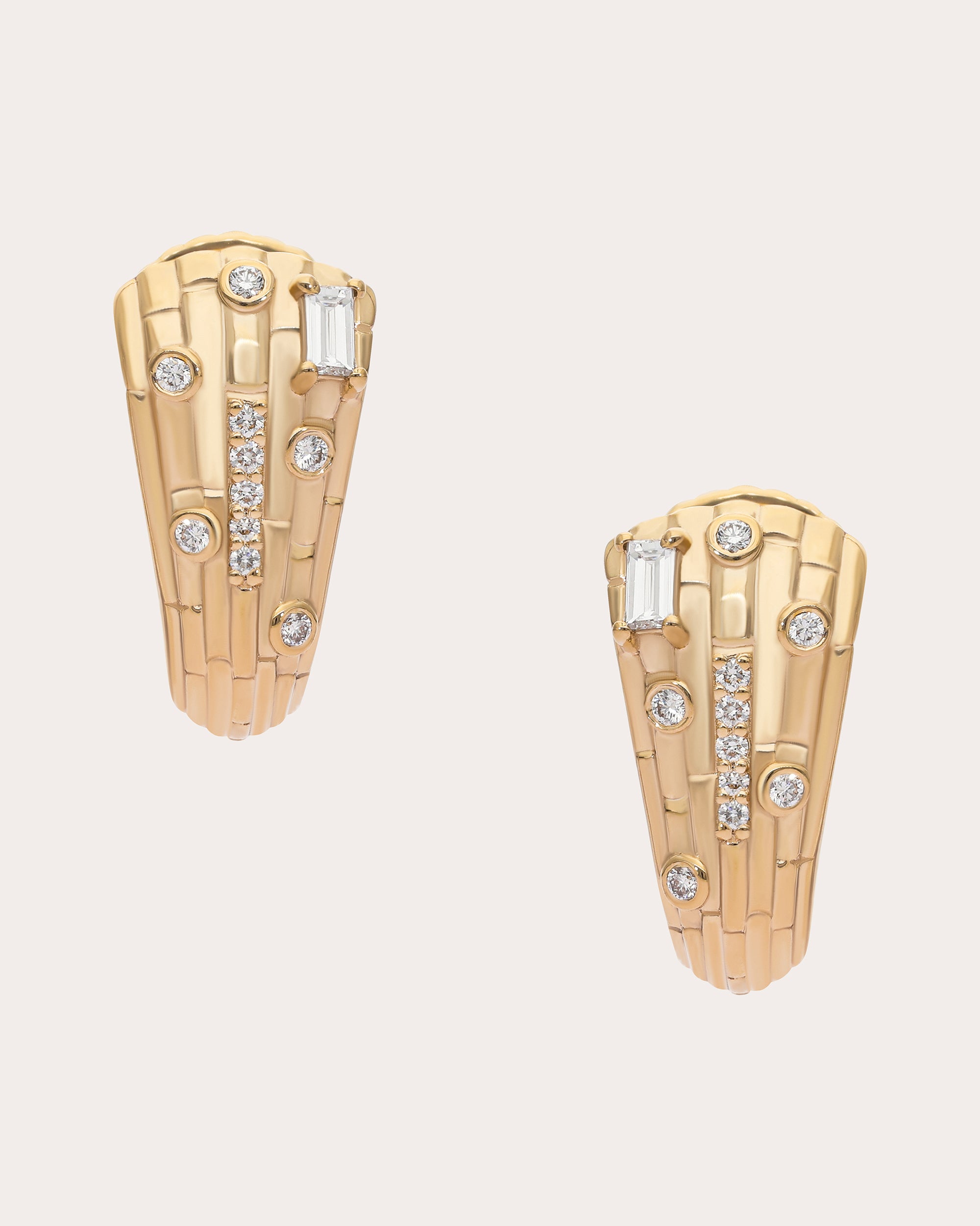 Diamond & 14k Gold Small Skyline Hoop Earrings