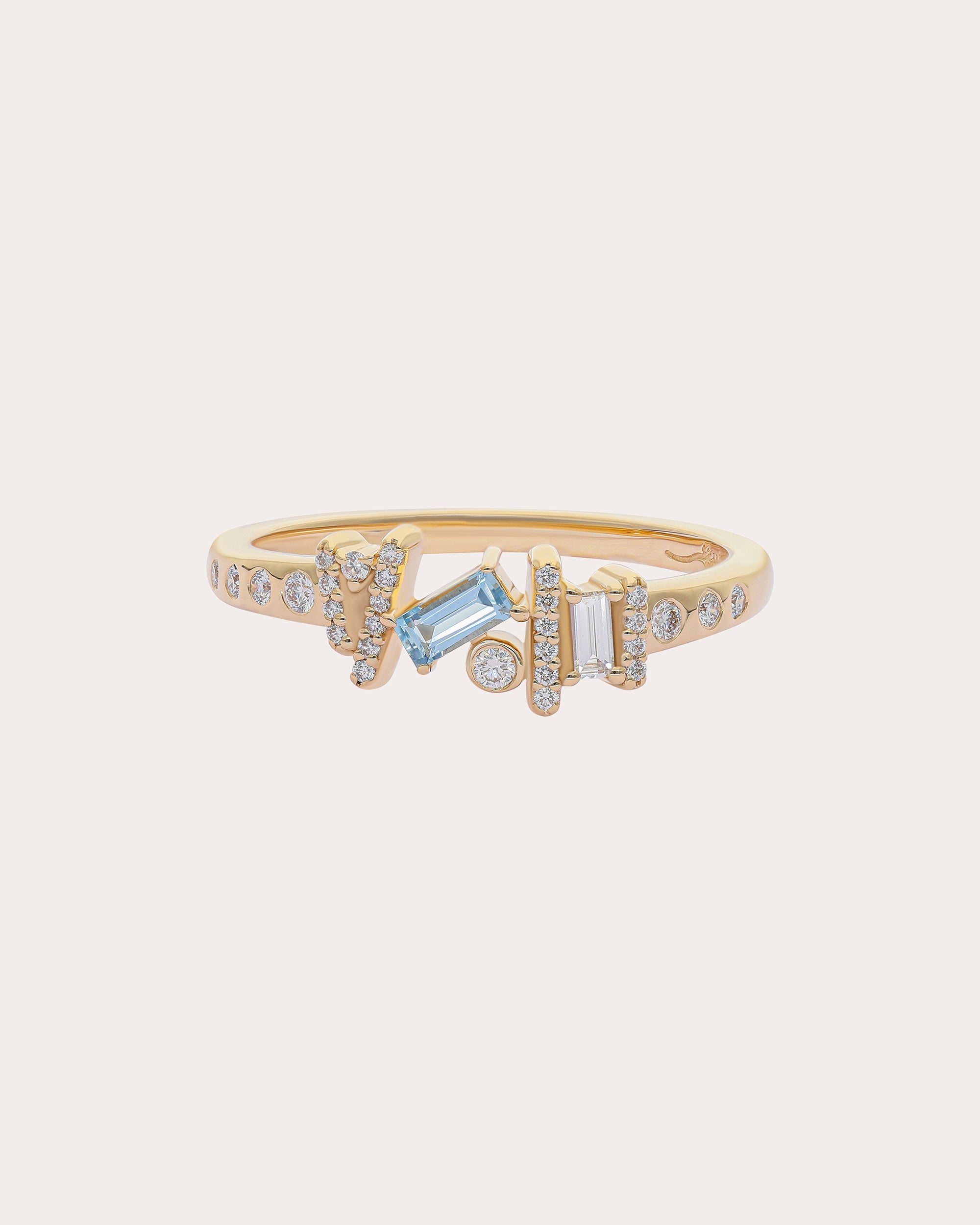 Aquamarine & Diamond 14k Gold Ethereal Angel Ring