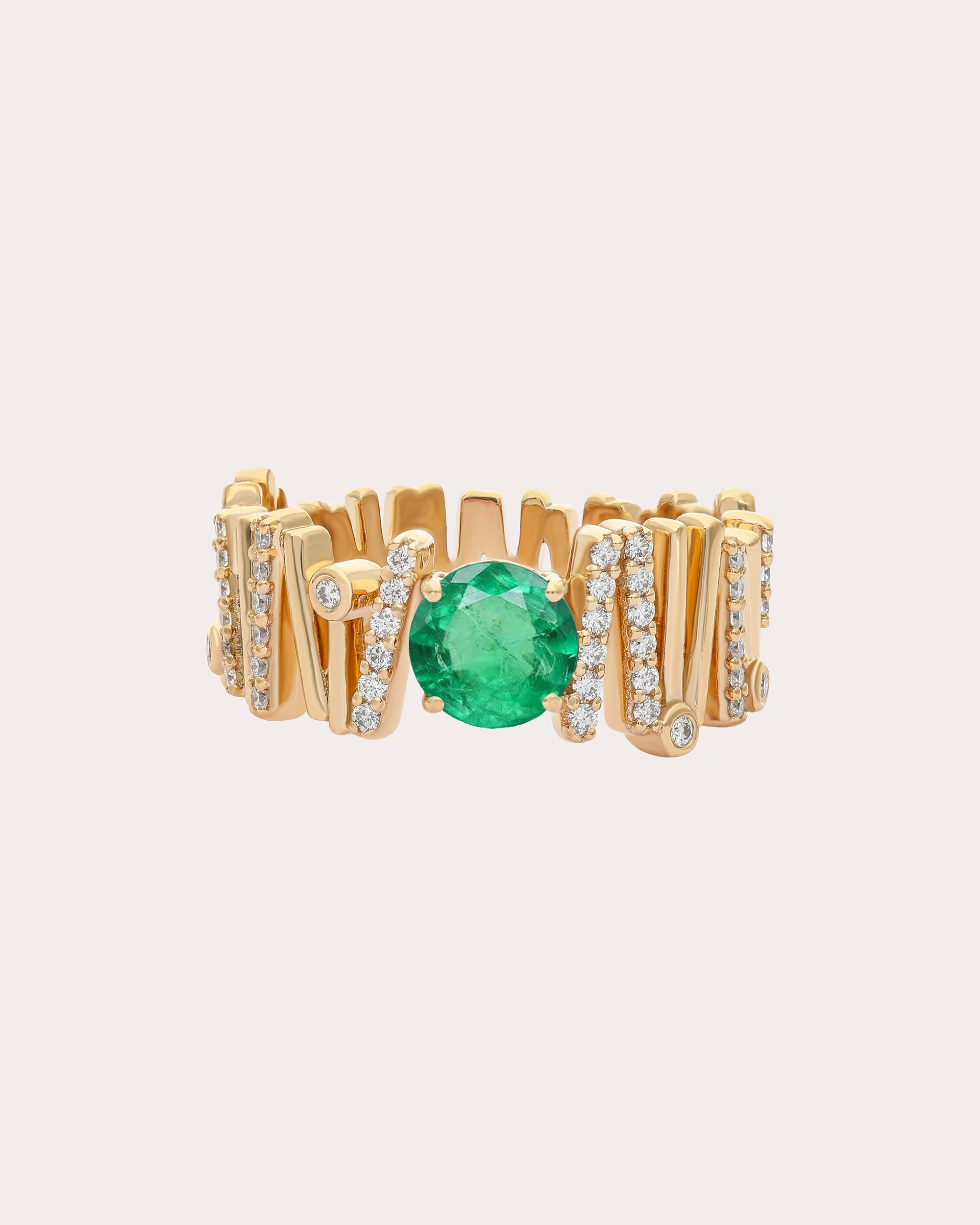 Emerald & Diamond 14k Gold Ethereal Deia Ring