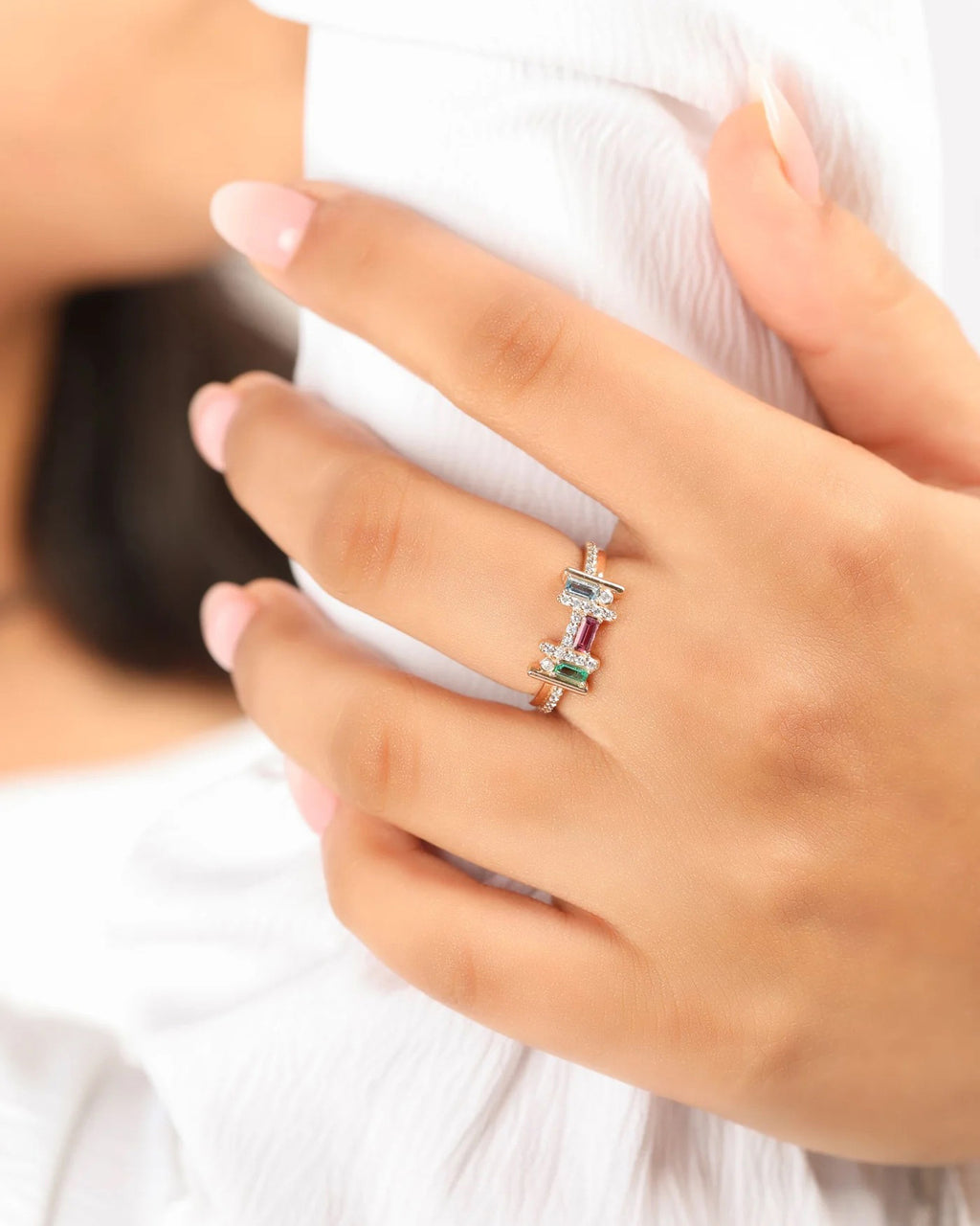 Diamond & Gemstone 14k Gold Ethereal Reine Ring