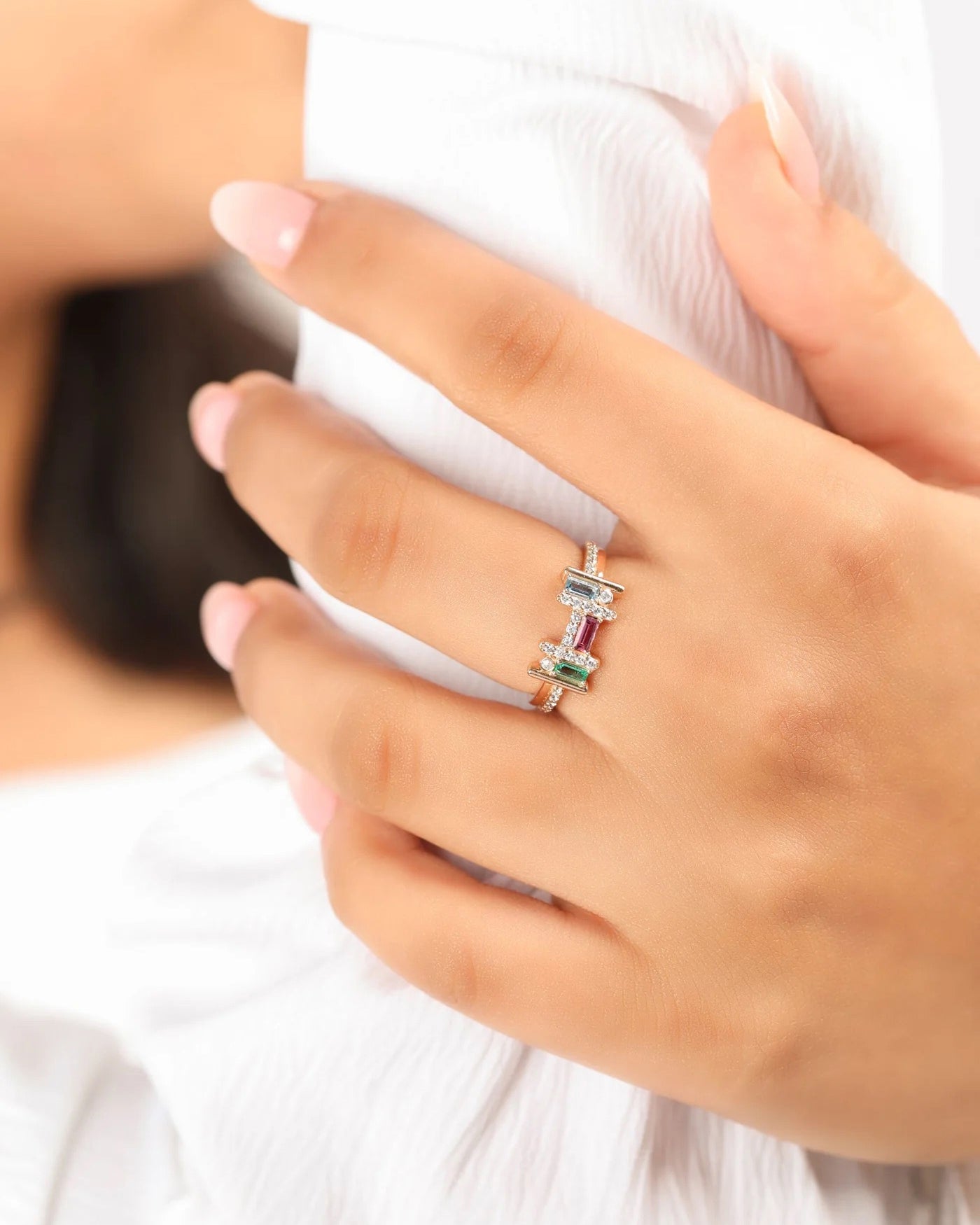 Diamond & Gemstone 14k Gold Ethereal Reine Ring