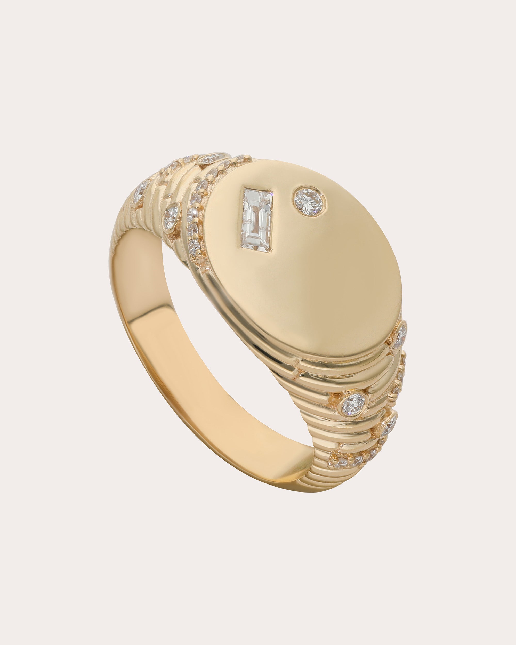 Diamond & 14k Gold Ethereal Signet Ring