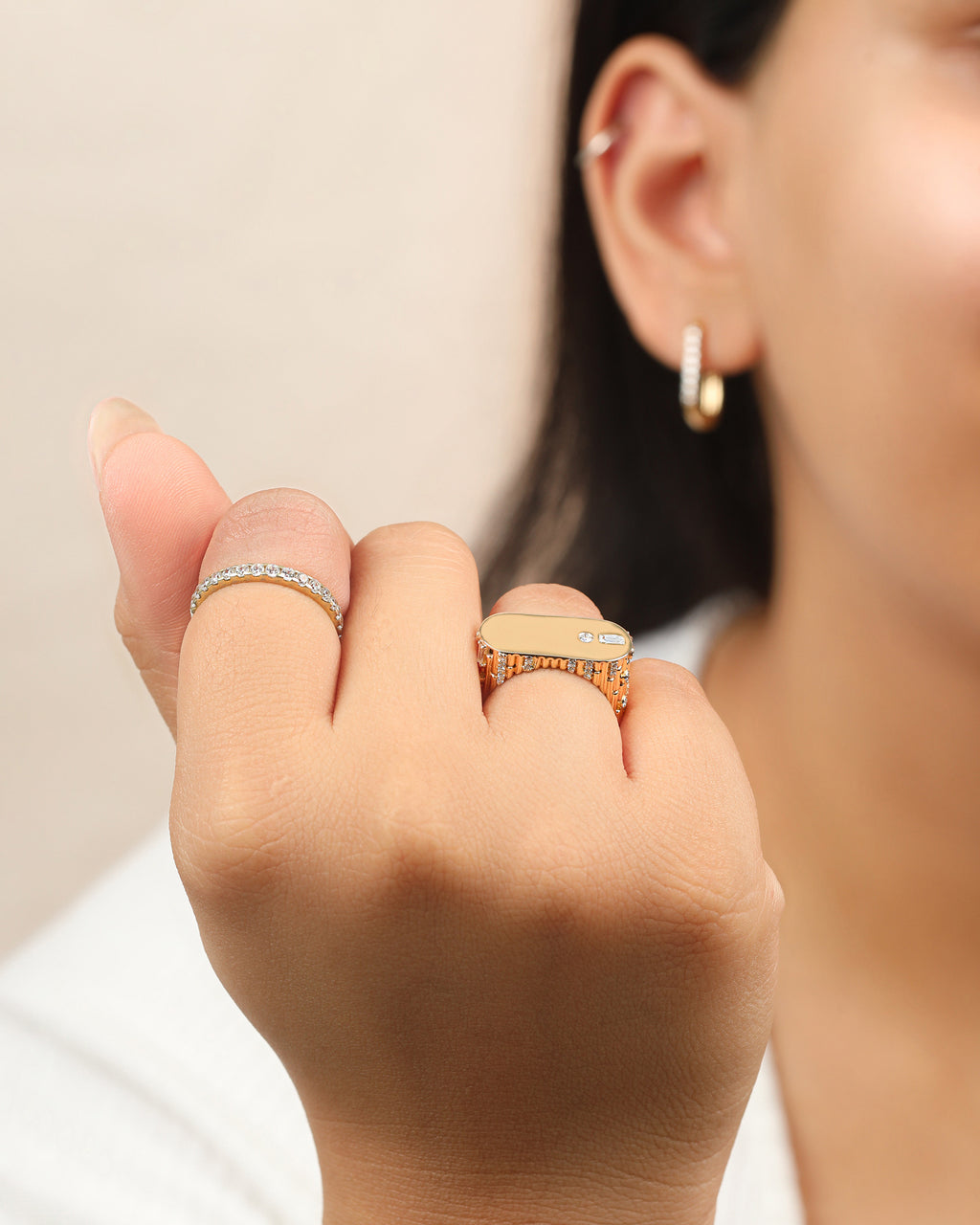 Diamond & 14k Gold Ethereal Skyline Signet Ring