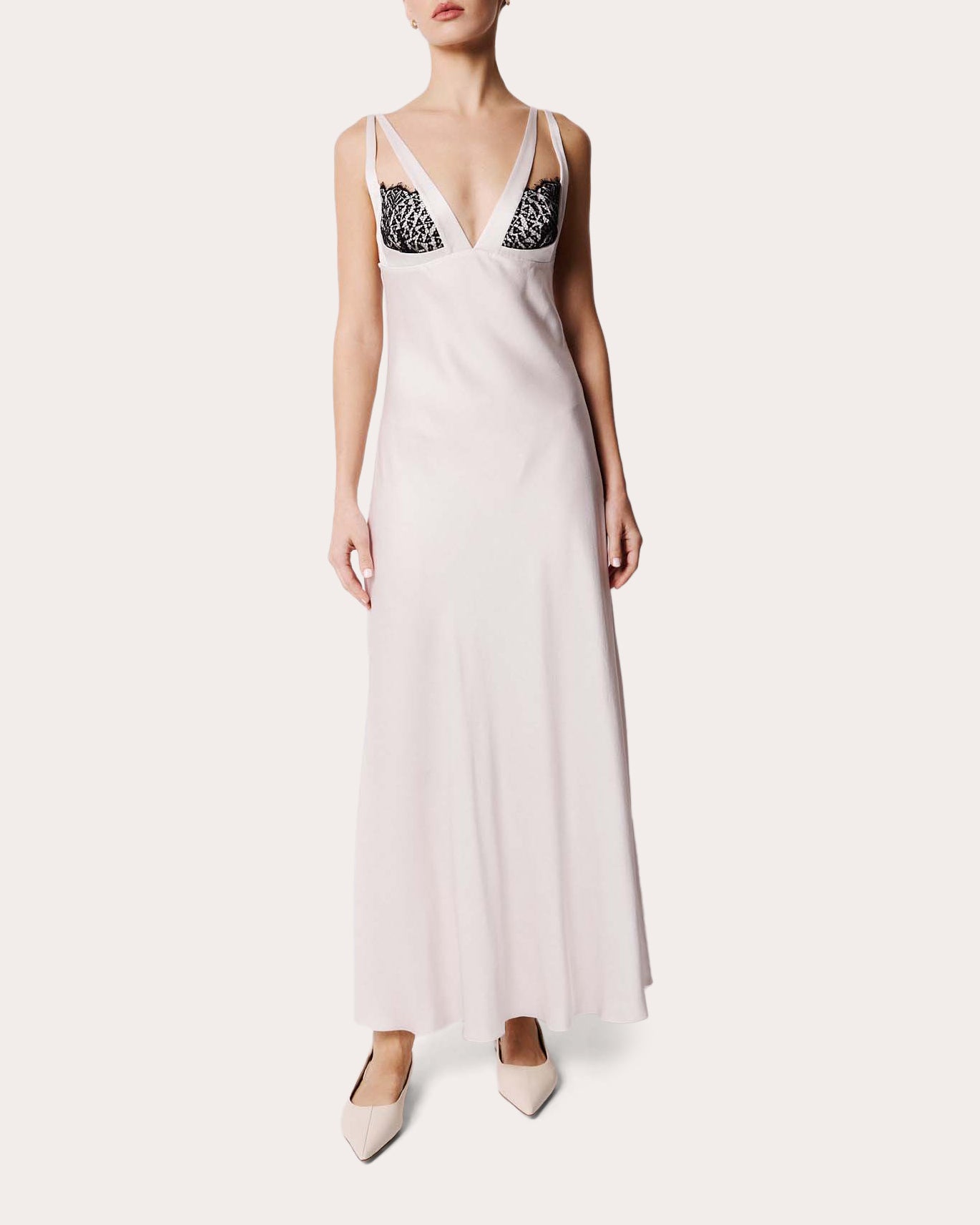 Eva Silk Lace Cutout Slip Maxi Dress