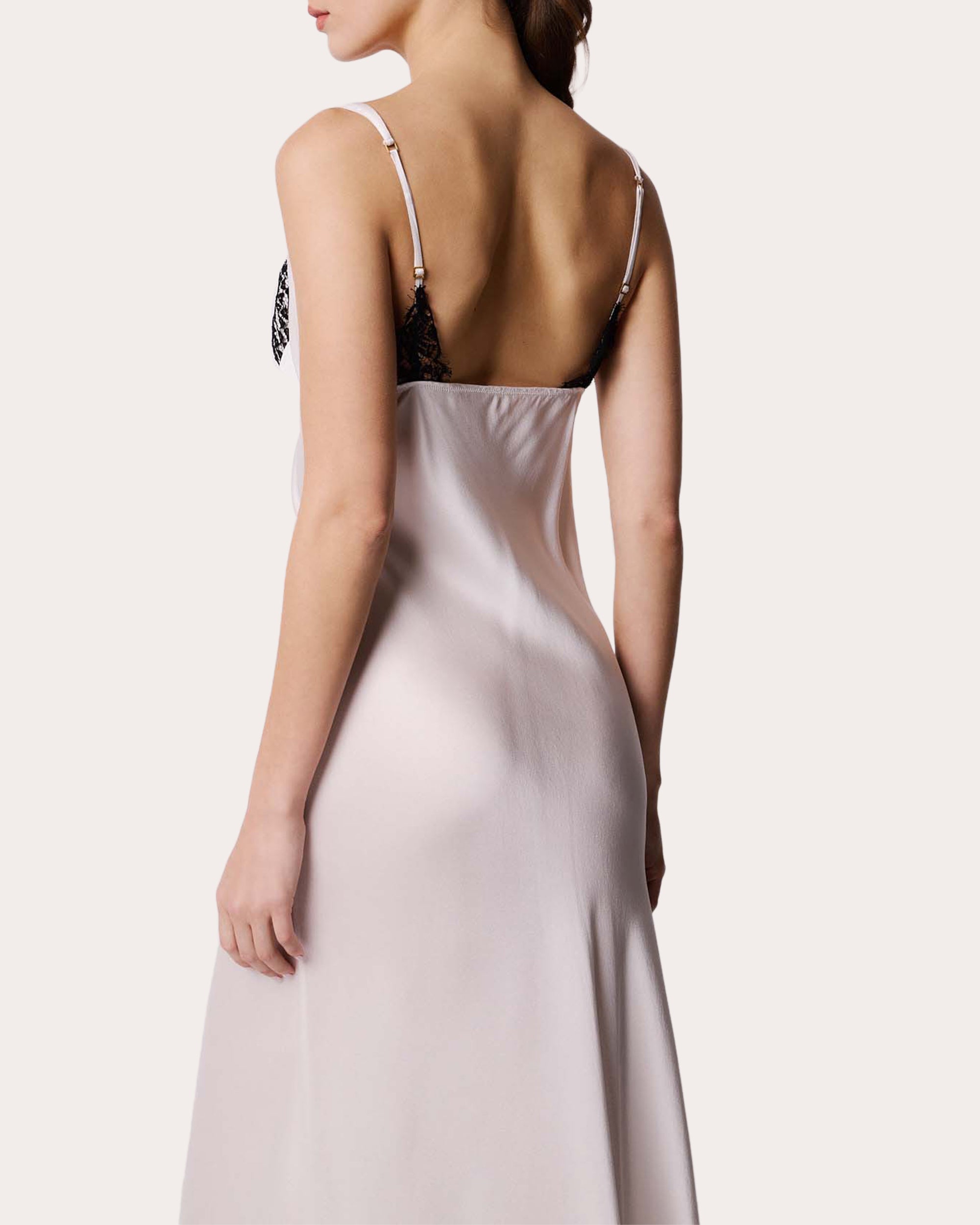 Eva Silk Lace Cutout Slip Maxi Dress