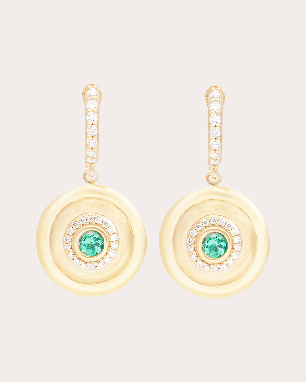 Emerald & 14k Gold Evolve Charm Hoop Earrings