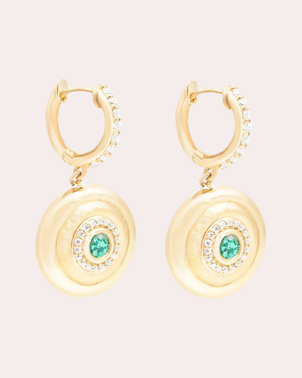 Emerald & 14k Gold Evolve Charm Hoop Earrings