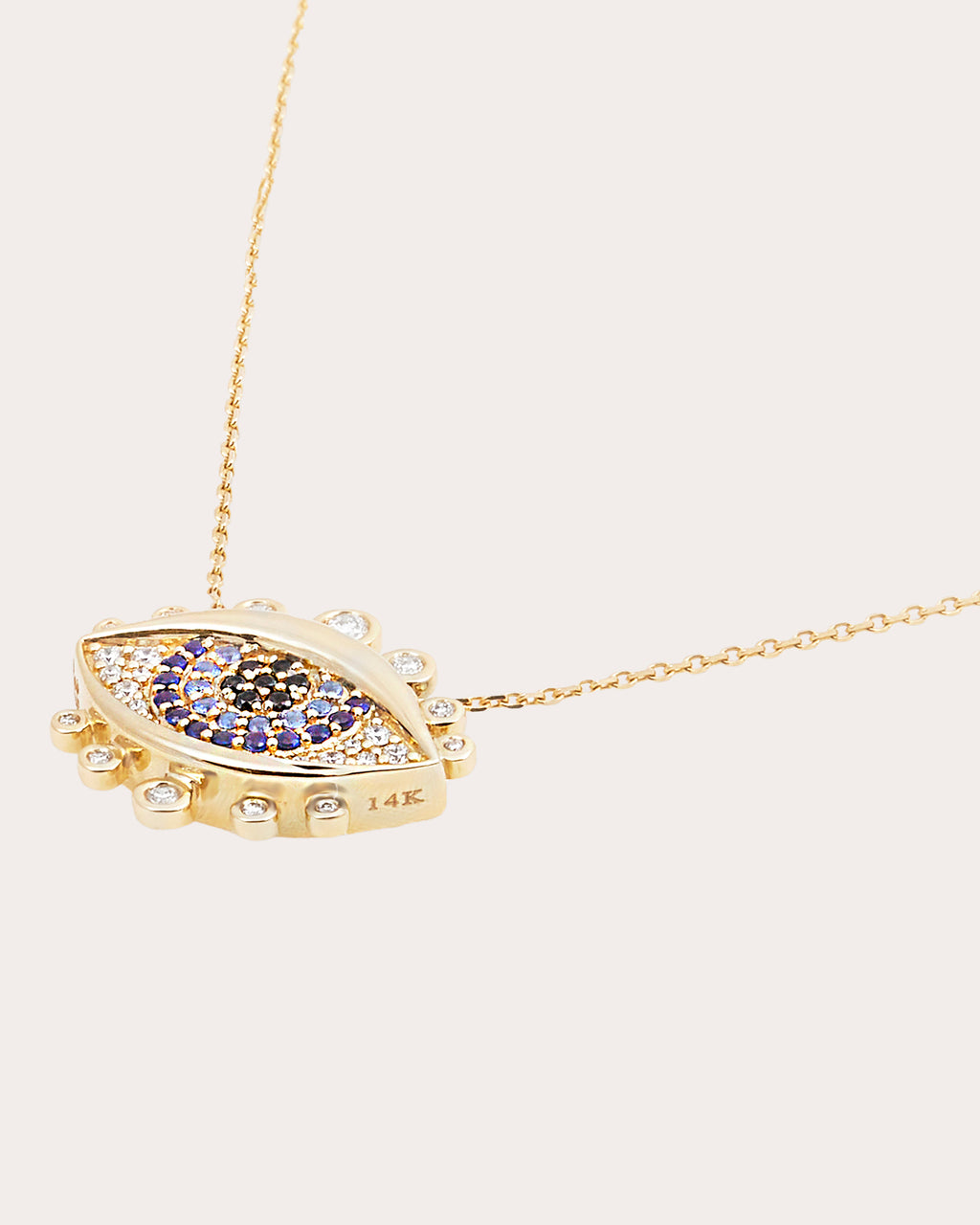 Diamond & Sapphire 14k Gold Juju Evil Eye Pendant Necklace