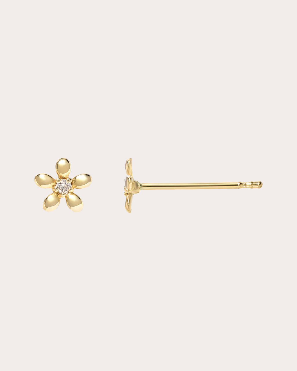 Diamond & 14k Gold Flower Stud Earrings