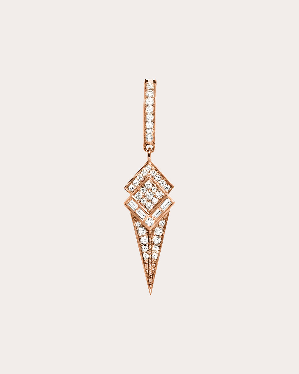 Diamond & 18k Rose Gold Stairway Hoop Earring