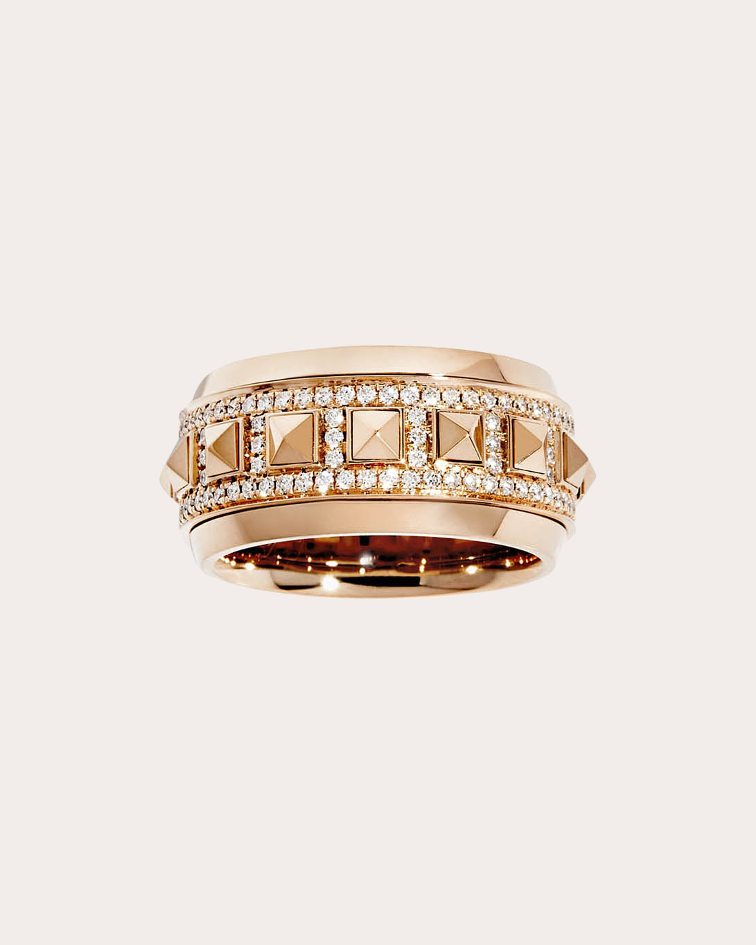 Diamond & 18k Rose Gold Rockaway Spinner Ring