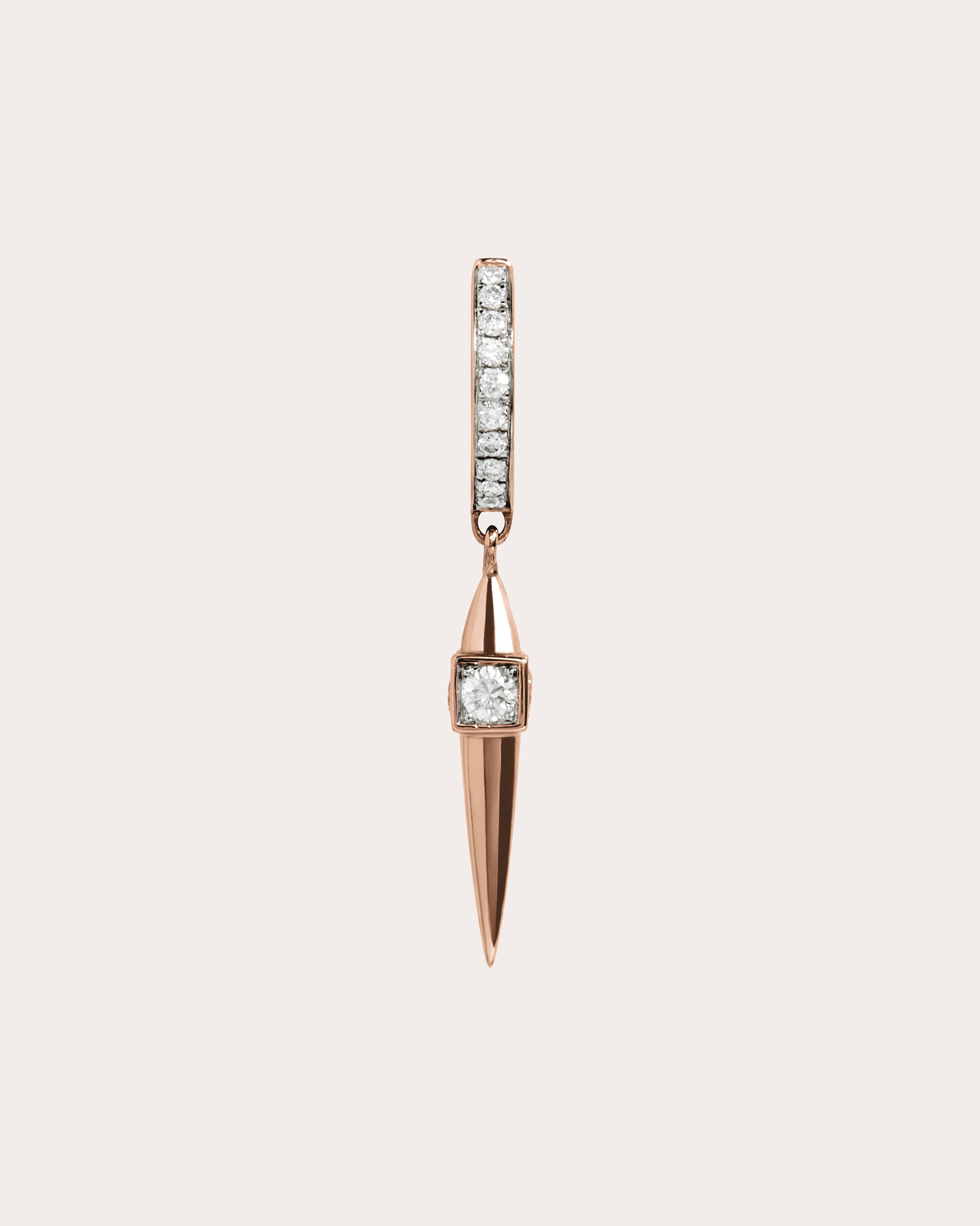 Diamond & 18k Rose Gold Rockaway Hoop Earring