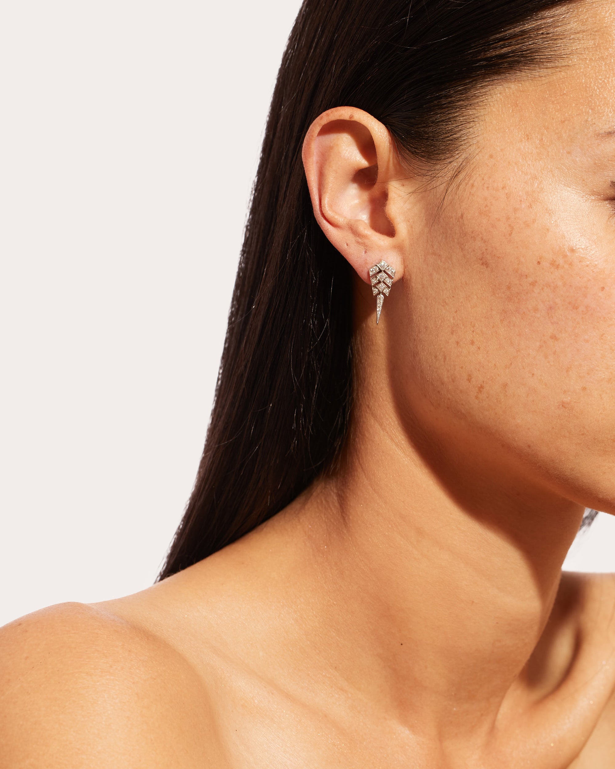 Diamond Small Shield Stairway Drop Earring