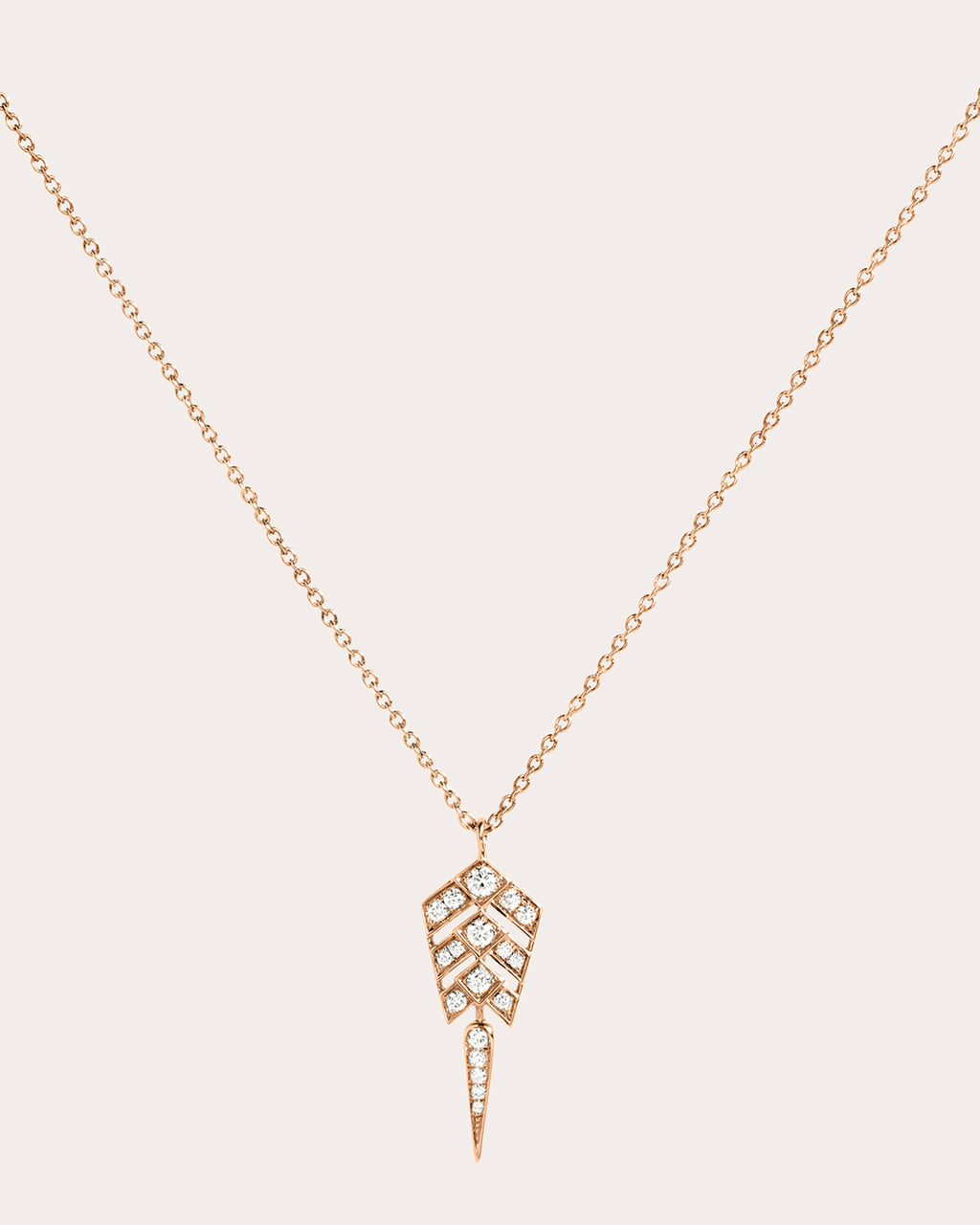 Diamond & 18k Rose Gold Small Stairway Pendant Necklace