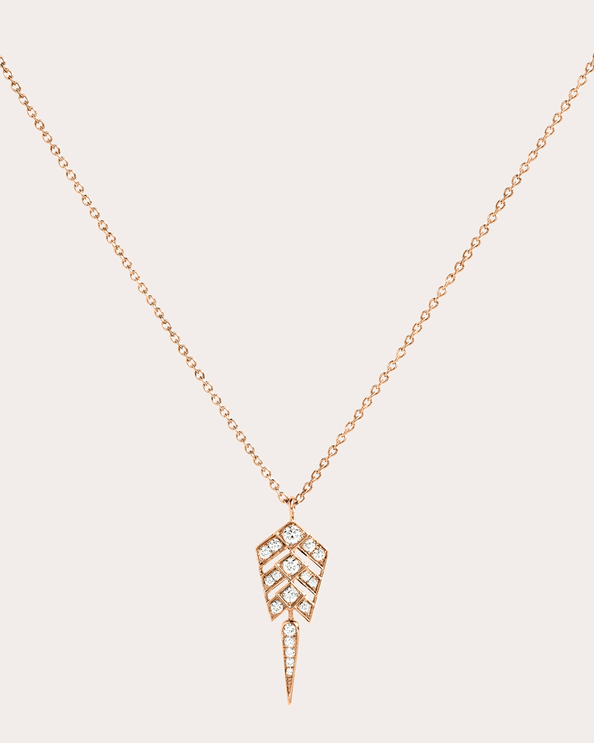 Diamond & 18k Rose Gold Small Stairway Pendant Necklace