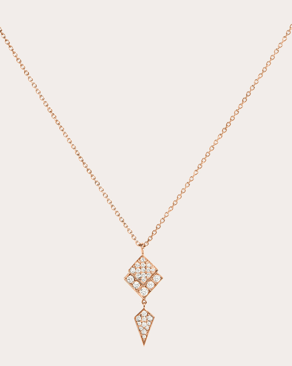 Diamond & 18k Rose Gold Stairway Pendant Necklace