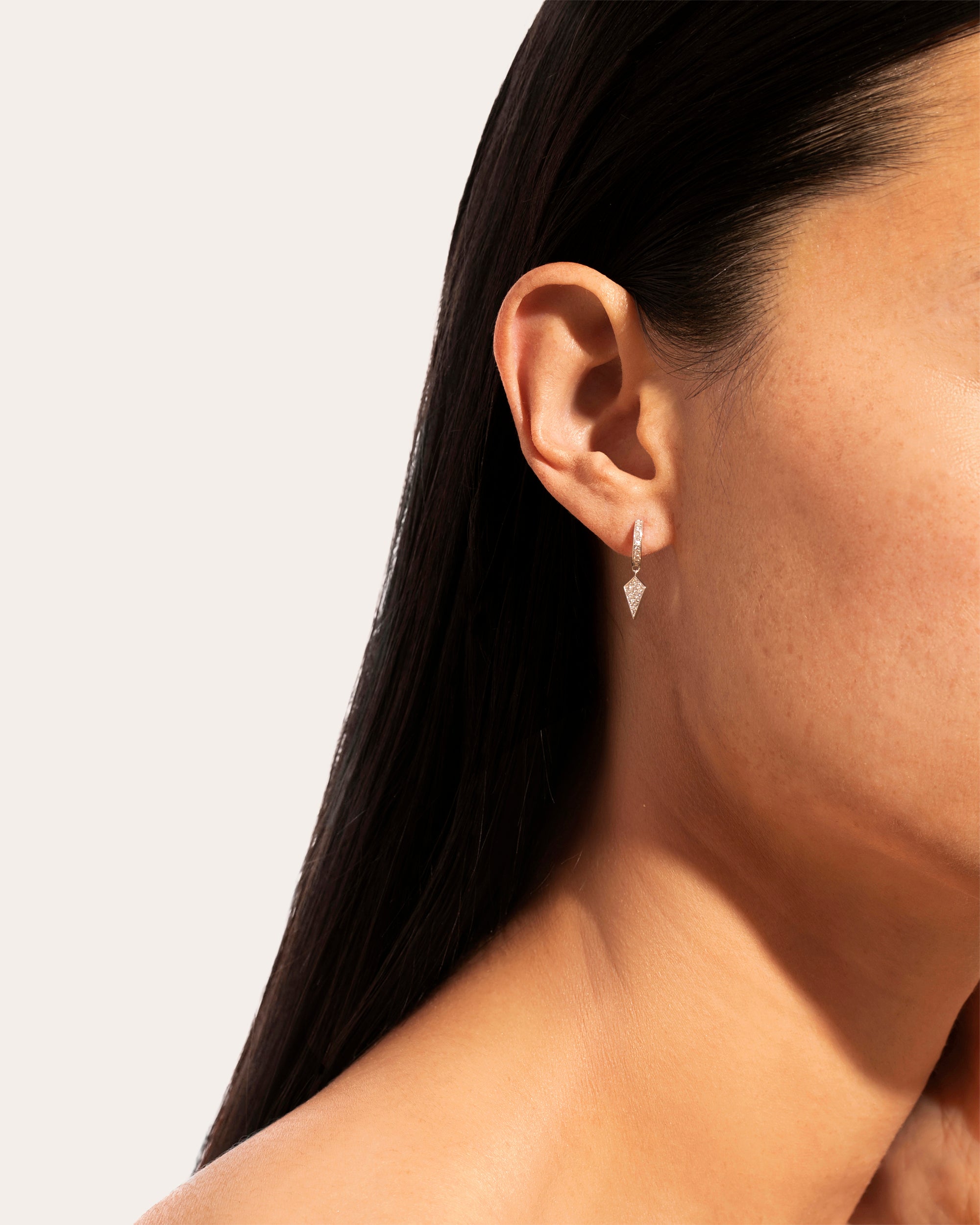 Diamond & 18k Rose Gold Stairway Hoop Earring