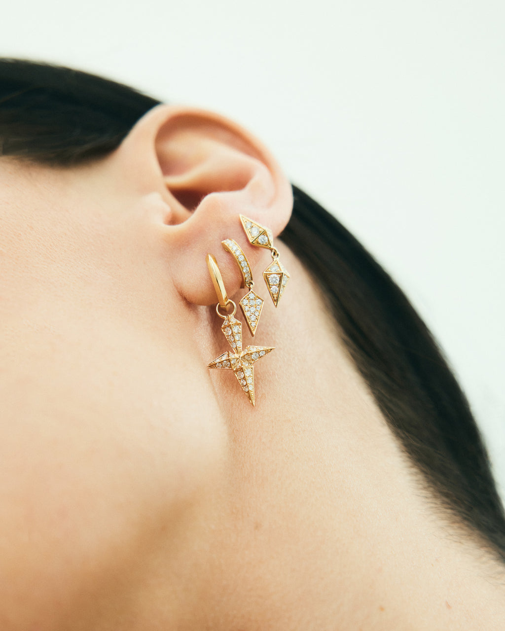 Diamond & 18k Gold Rockaway Cross Hoop Earring