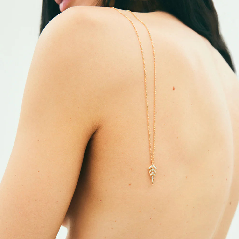 Diamond & 18k Rose Gold Small Stairway Pendant Necklace