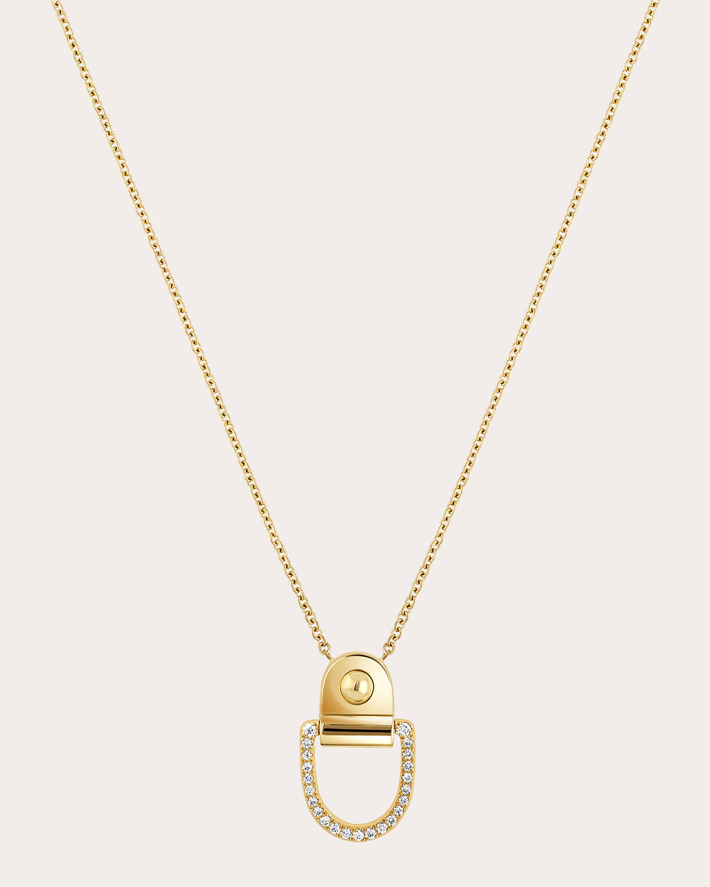 Diamond & 18k Gold Rivet M Pendant Necklace